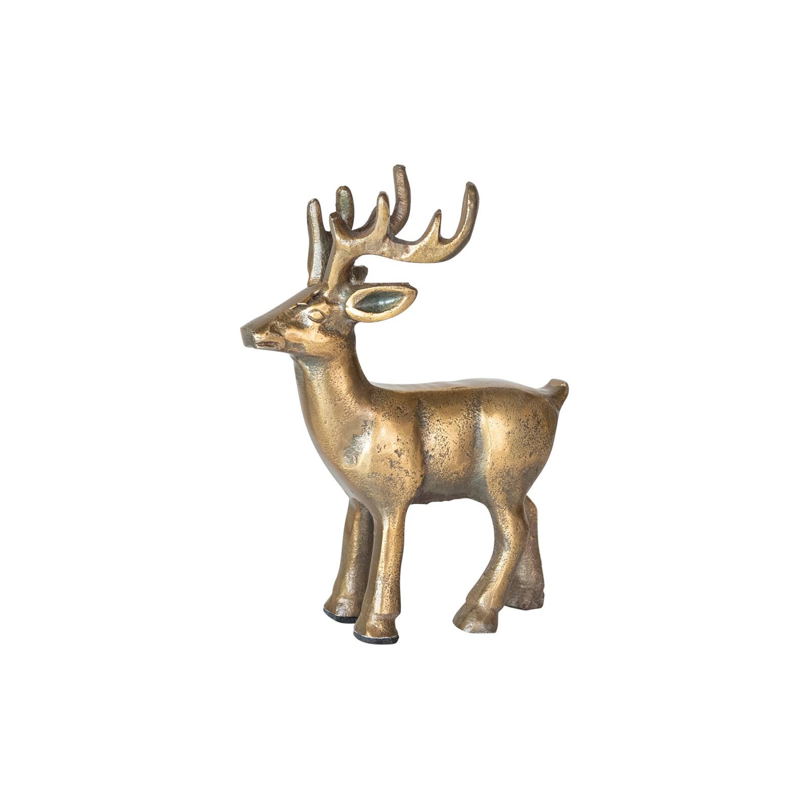 Hello Honey&#xAE; 6.75&#x22; Antique Gold Finish Cast Aluminum Reindeer