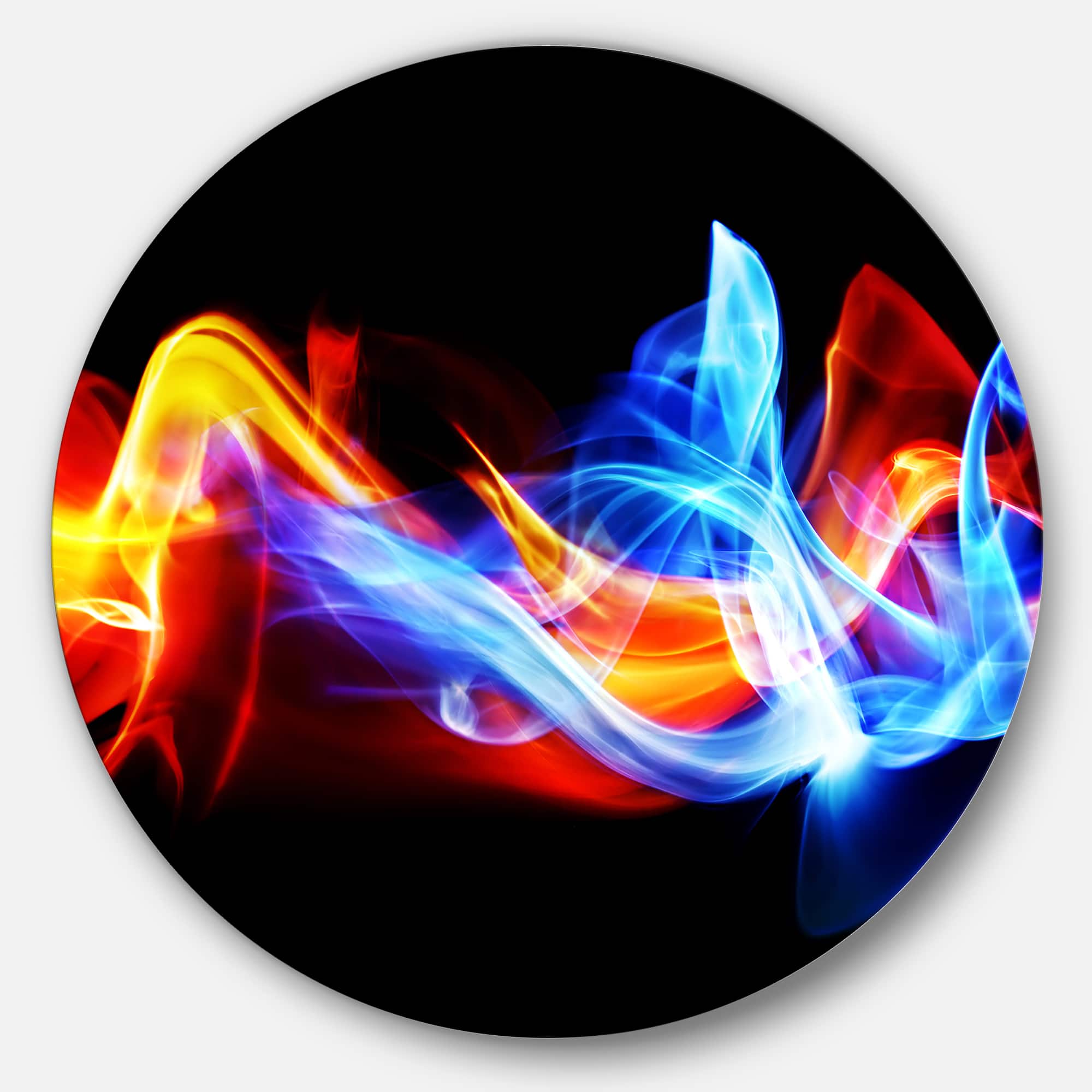 Designart - Fire and Ice&#x27; Disc Abstract Circle Metal Wall Art