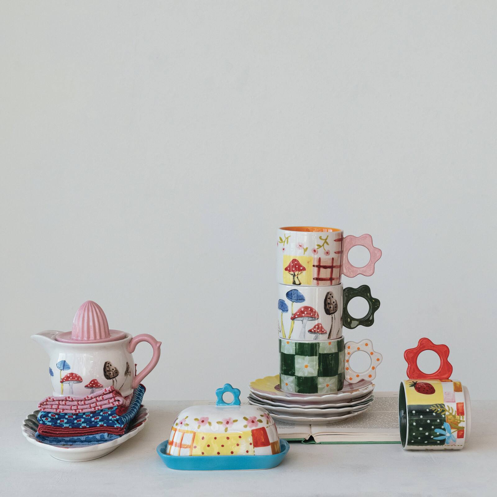 Hello Honey® 3.25" Floral Stoneware Mug Set