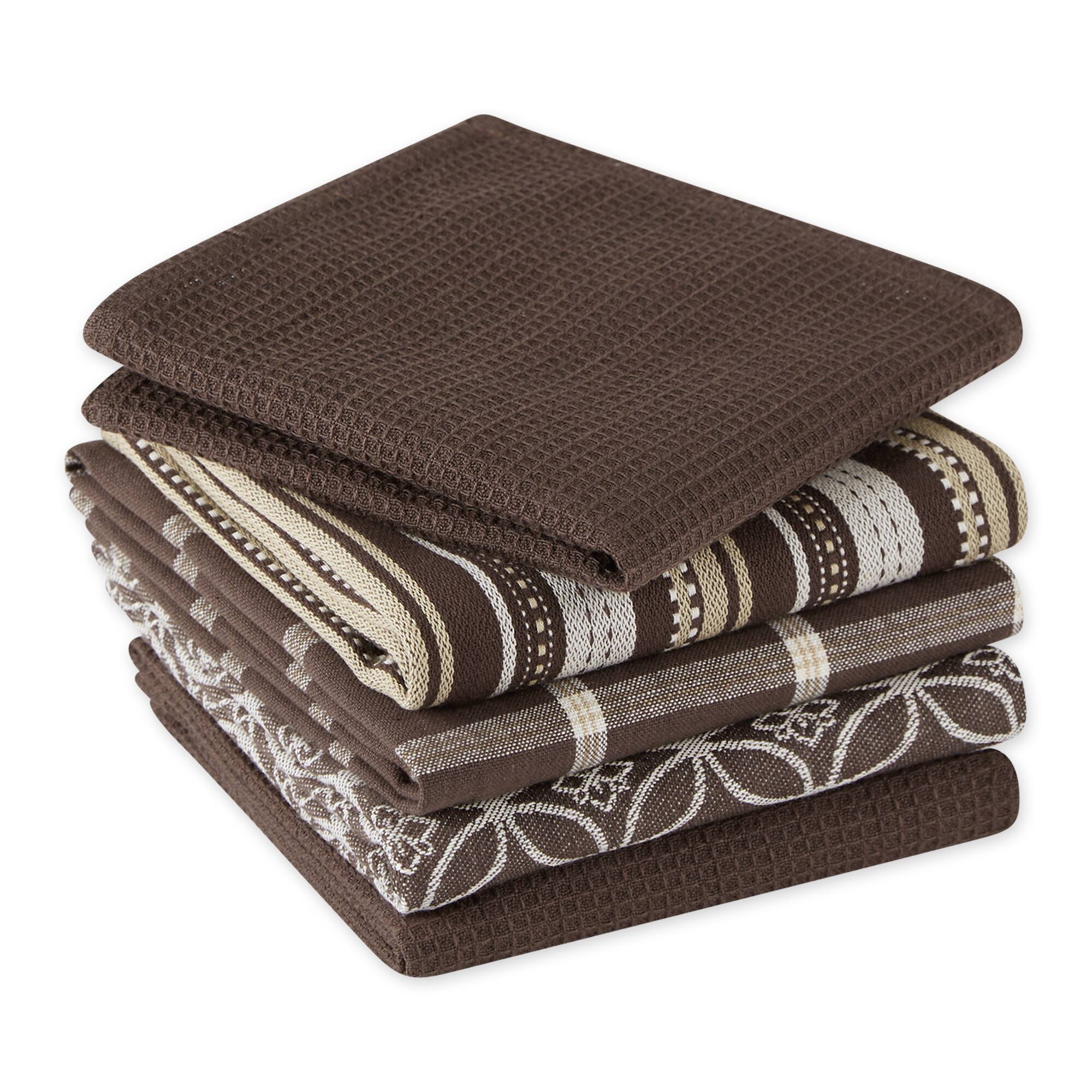 DII® Assorted Dark Brown Dishtowel & Dishcloth (Set of 5)