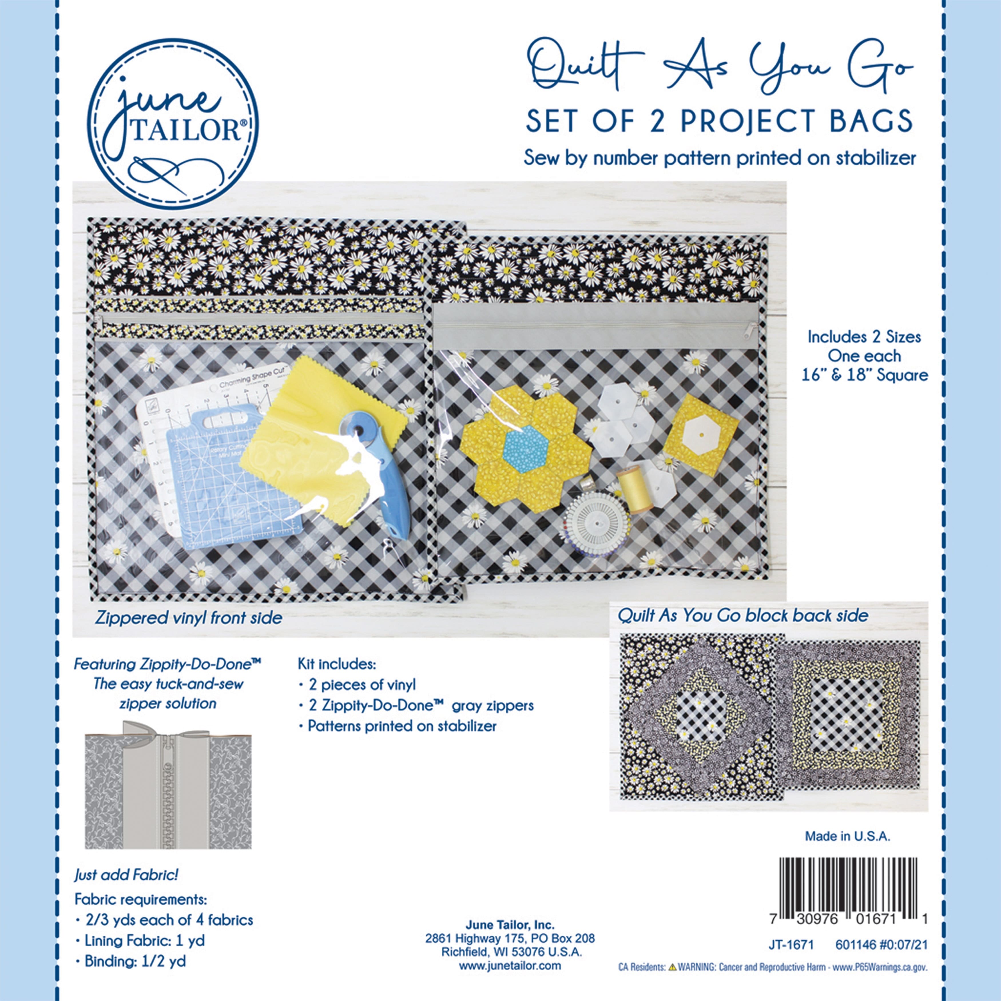 June Tailor® Gray Quilt As You Go Project Bag Kit with Zippity-Do-Done™  Zipper