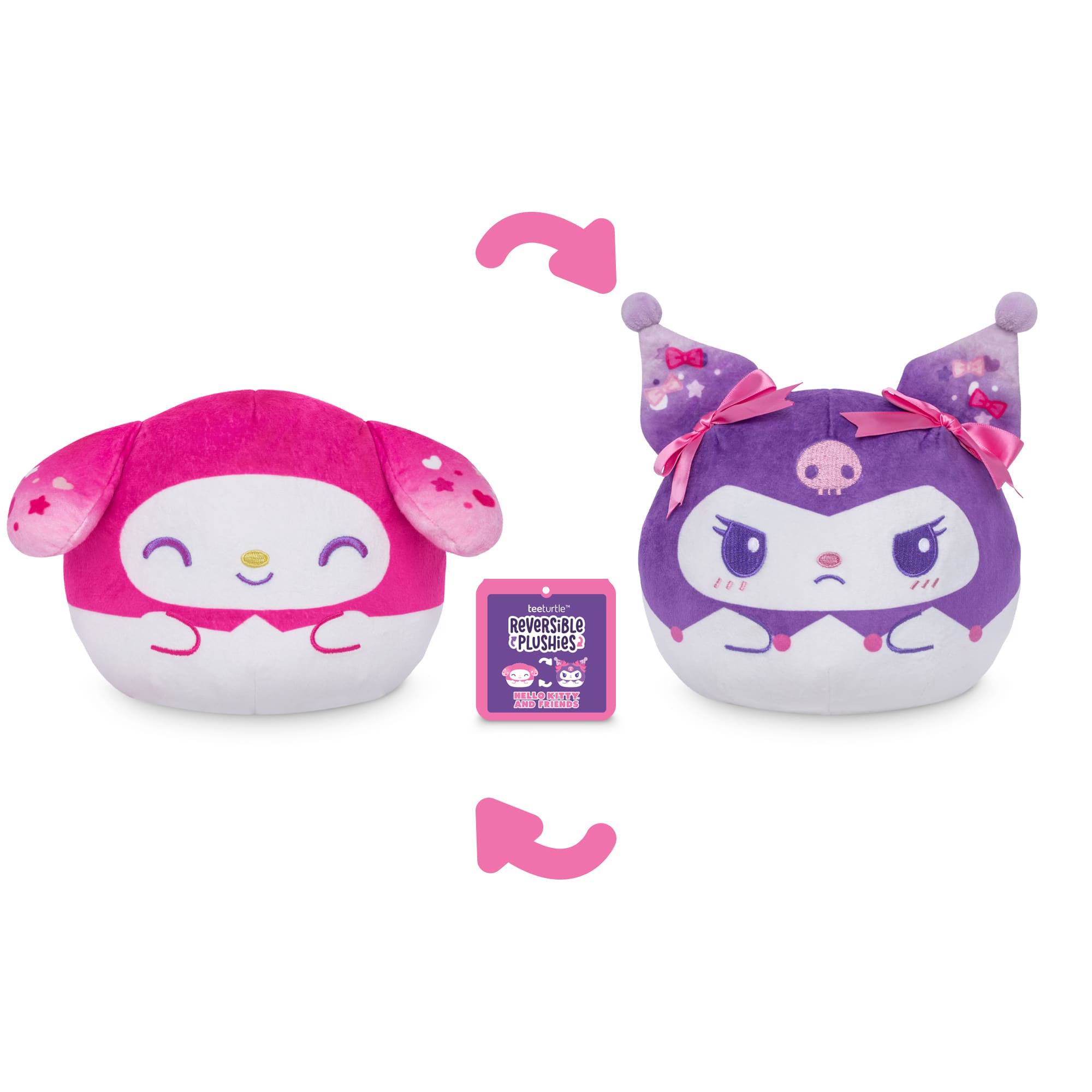 TeeTurtle 6&#x22; Pink &#x26; Purple My Melody &#x26; Kuromi Reversible Plushie