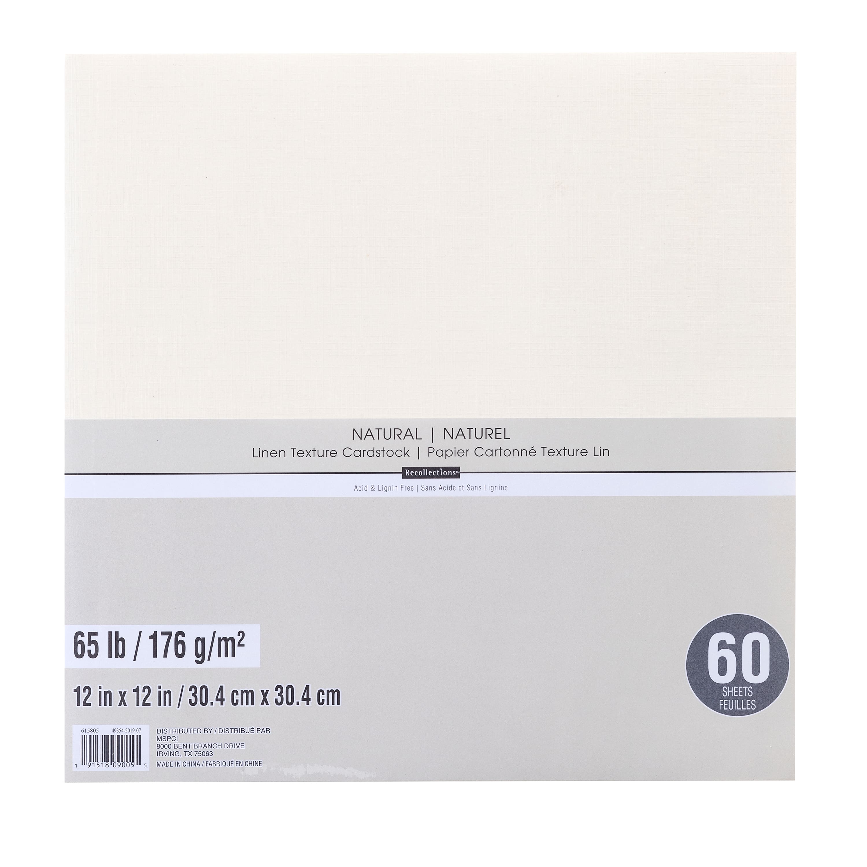 Lux Linen 100 Lb. Cardstock Paper 12 X 12 Natural Linen 50