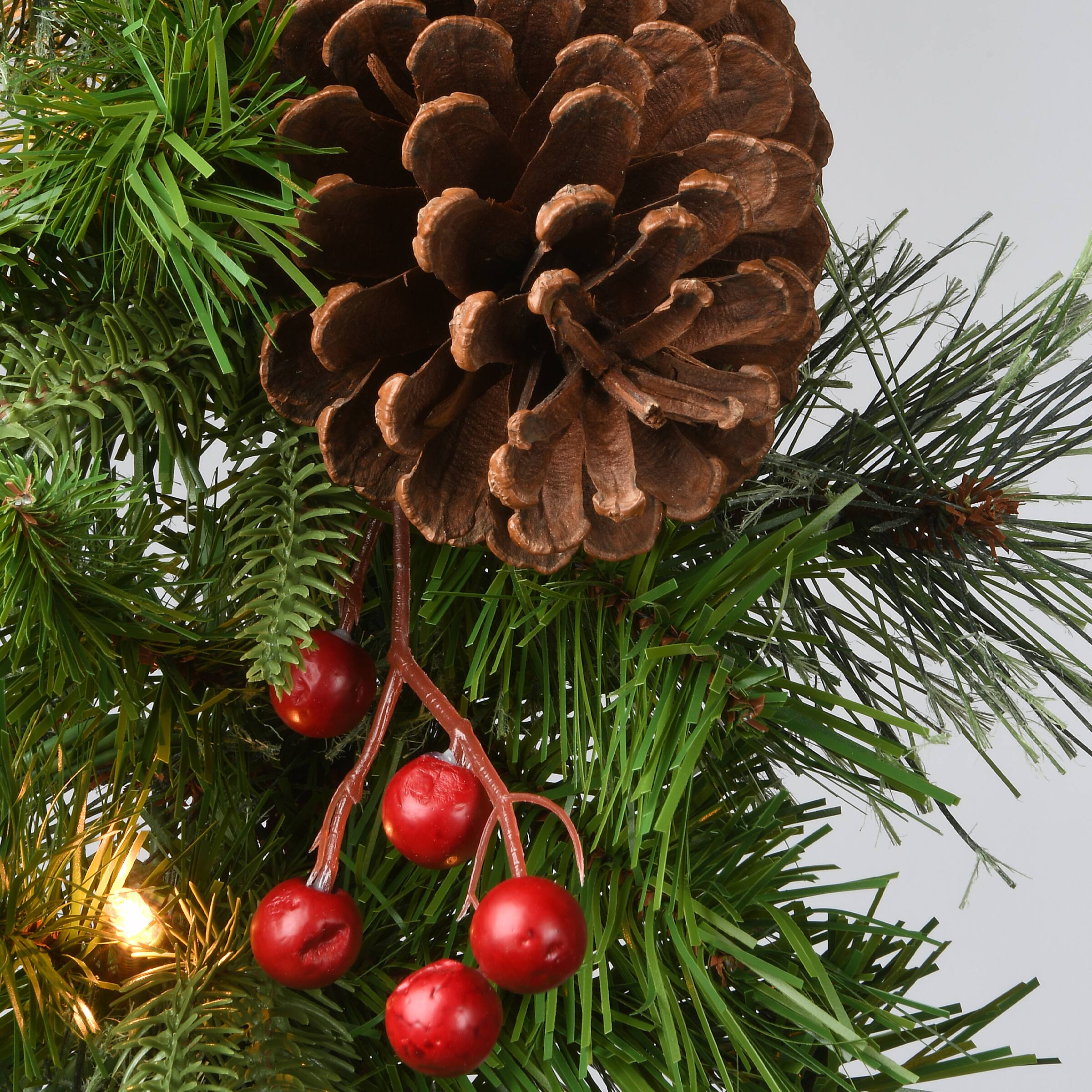 9’ x 10" Pre-lit "Feel-Real" Artificial Christmas Colonial Garland with Berries, Cones and 50 Clear Lights