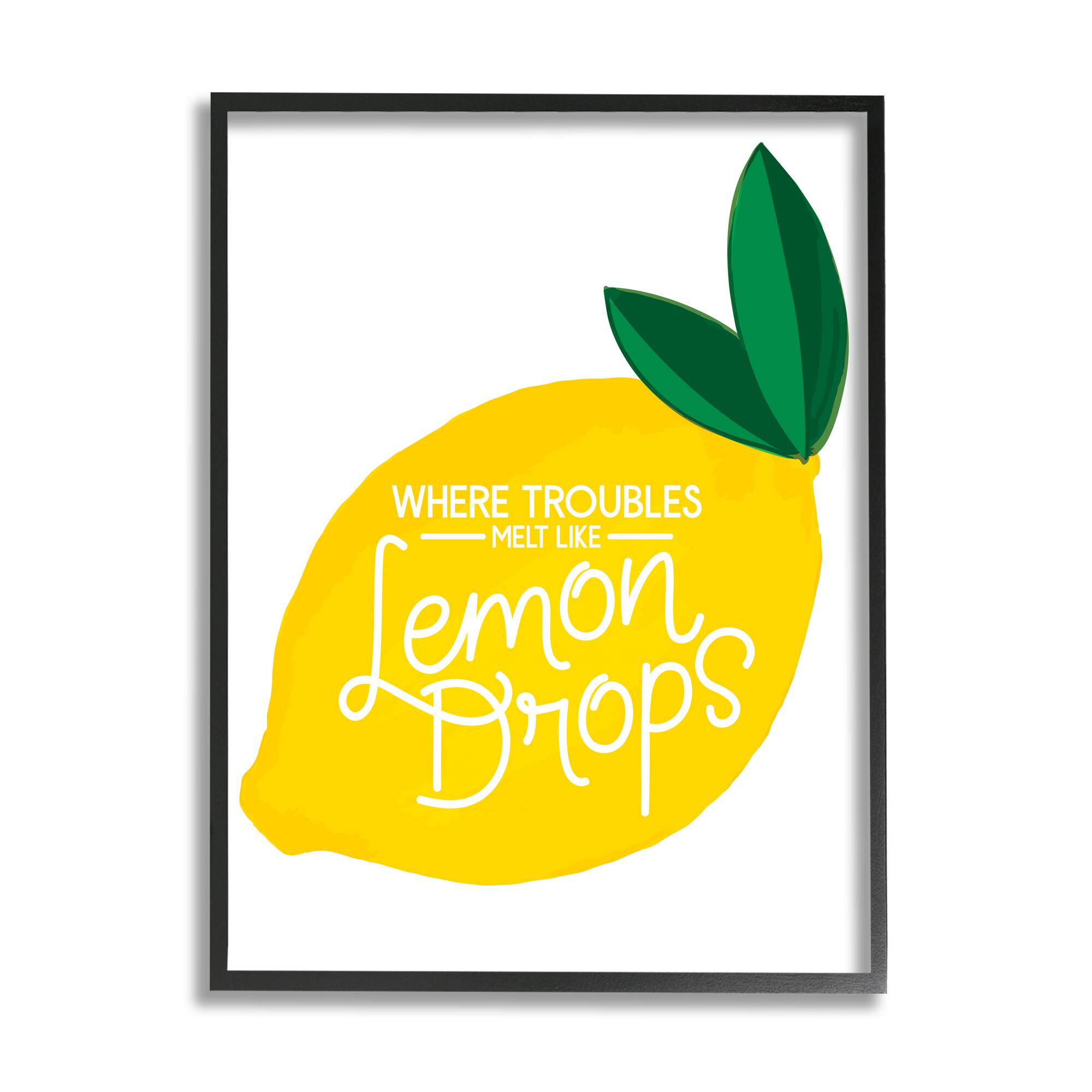 Stupell Industries Melt Like Lemon Drops Quote Quaint Citrus Fruit in Black Frame Wall Art