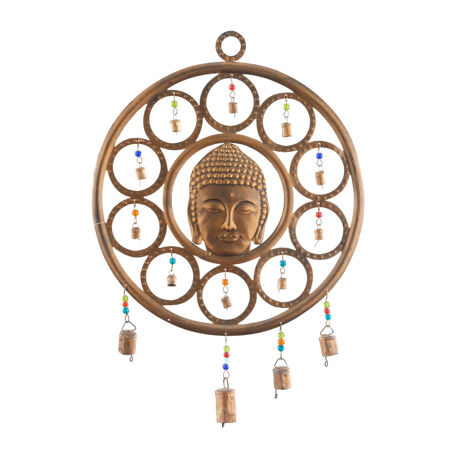 Bronze Eclectic Buddha Windchime, 14" x 1" x 25"