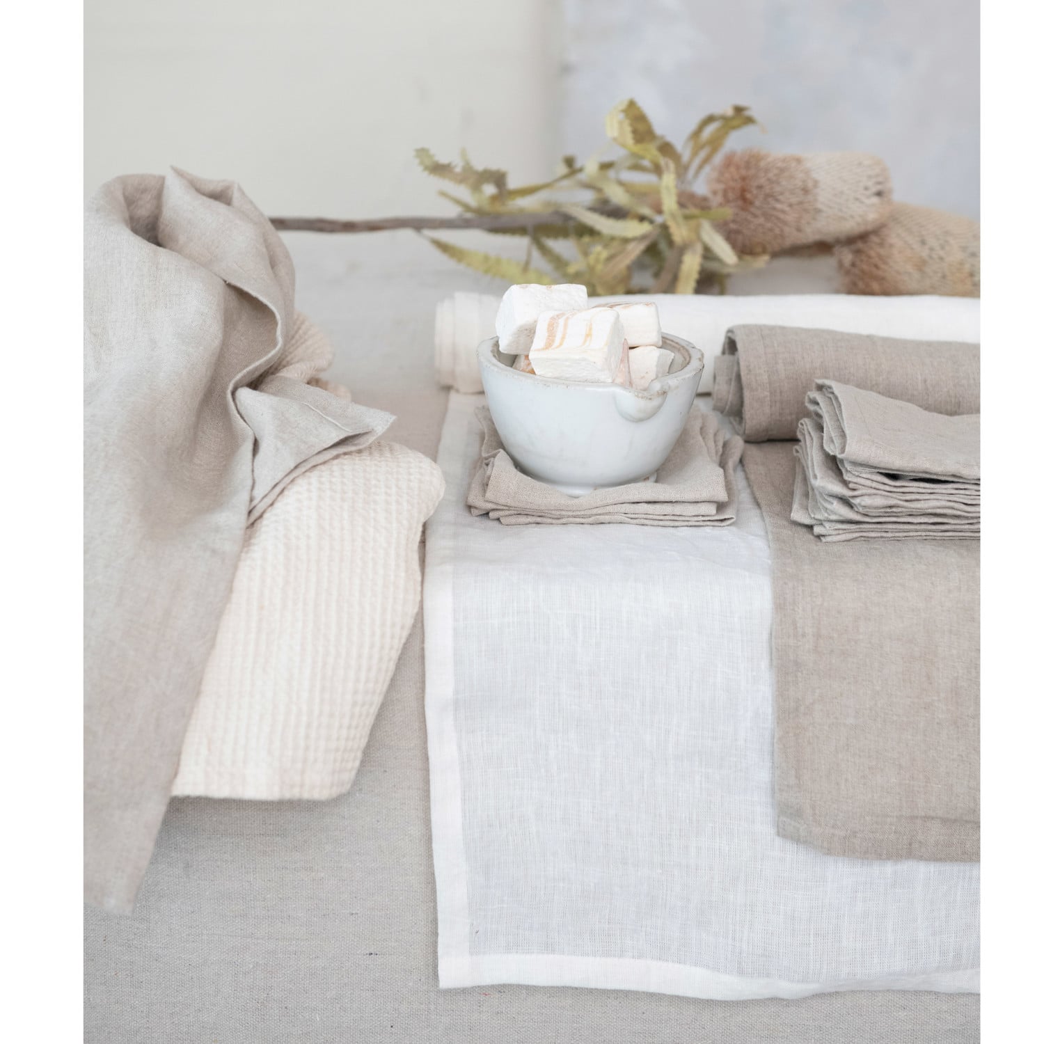 Hello Honey® 108" Stonewashed Linen Table Runner
