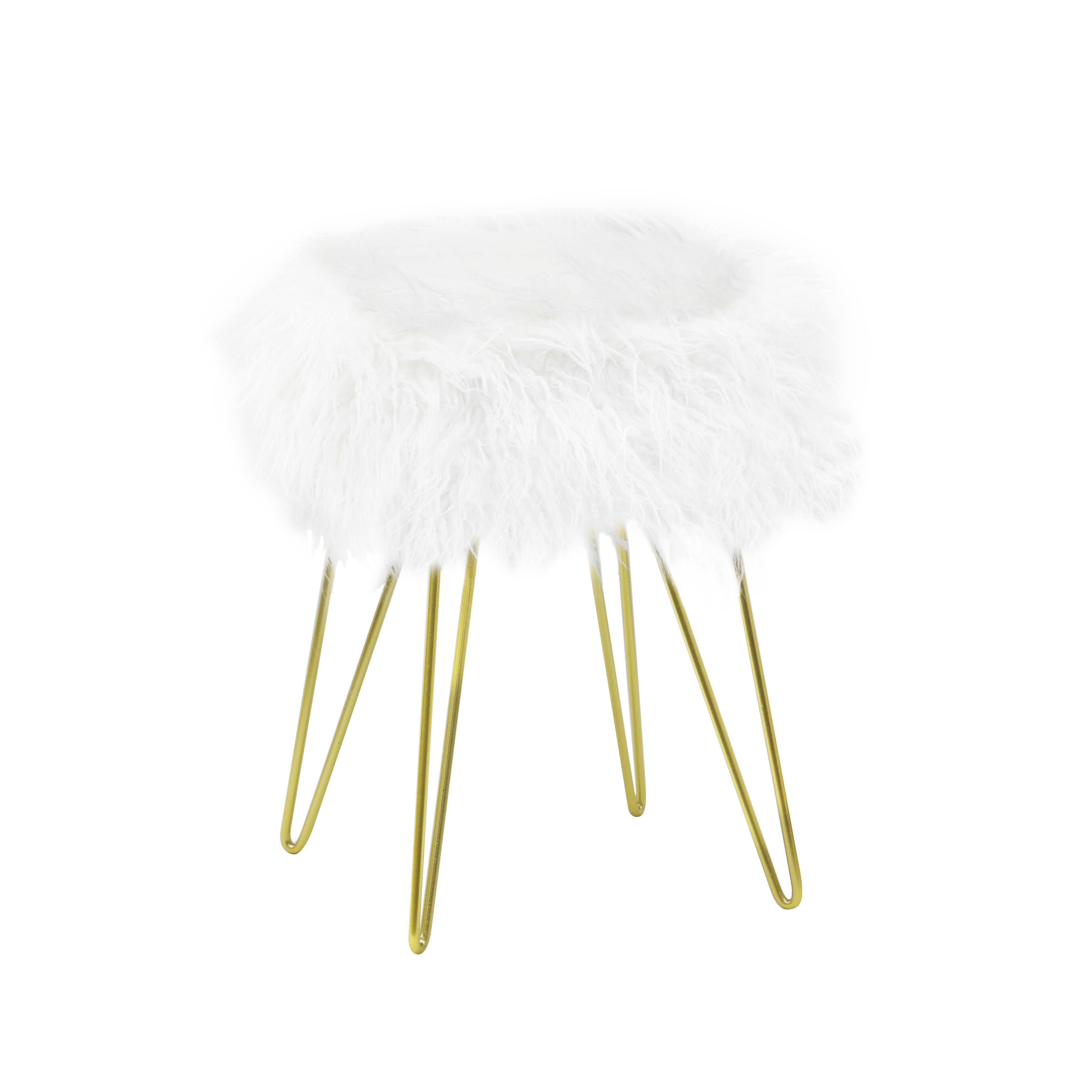16.25" White Faux Fur Stool by Ashland®