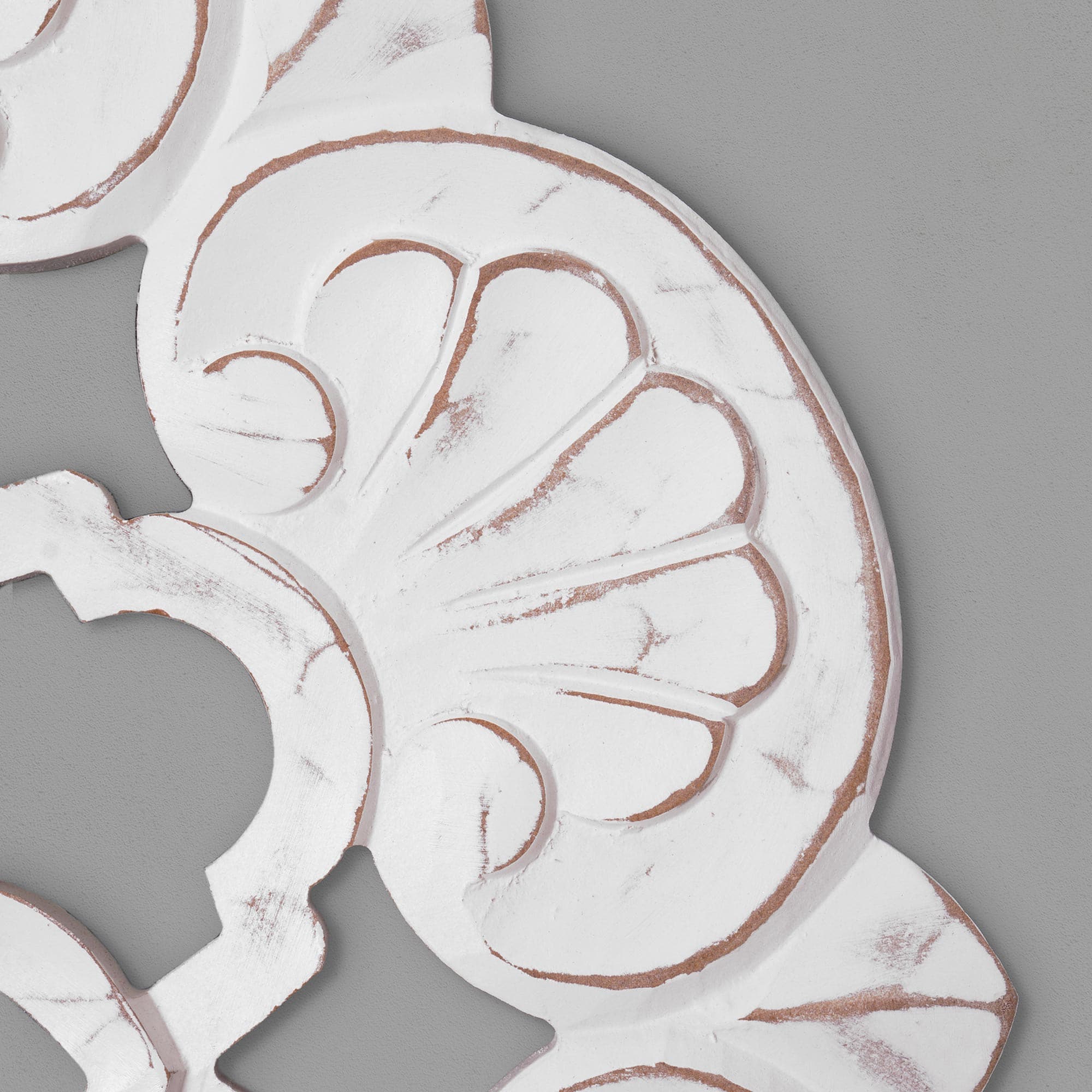 American Art D&#xE9;cor&#x2122; 24&#x22; Large White Traditional Hand-Carved India Wood Medallion