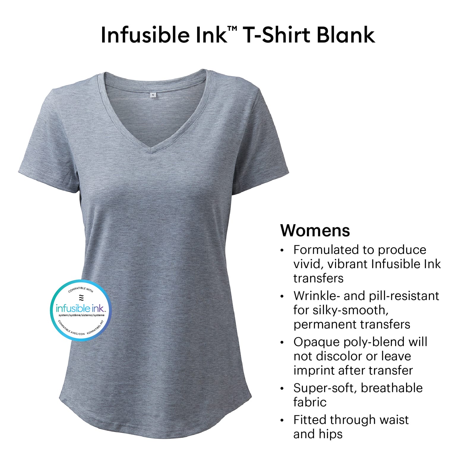 Cricut&#xAE; Gray Women&#x27;s Fitted V-Neck T-Shirt Blank