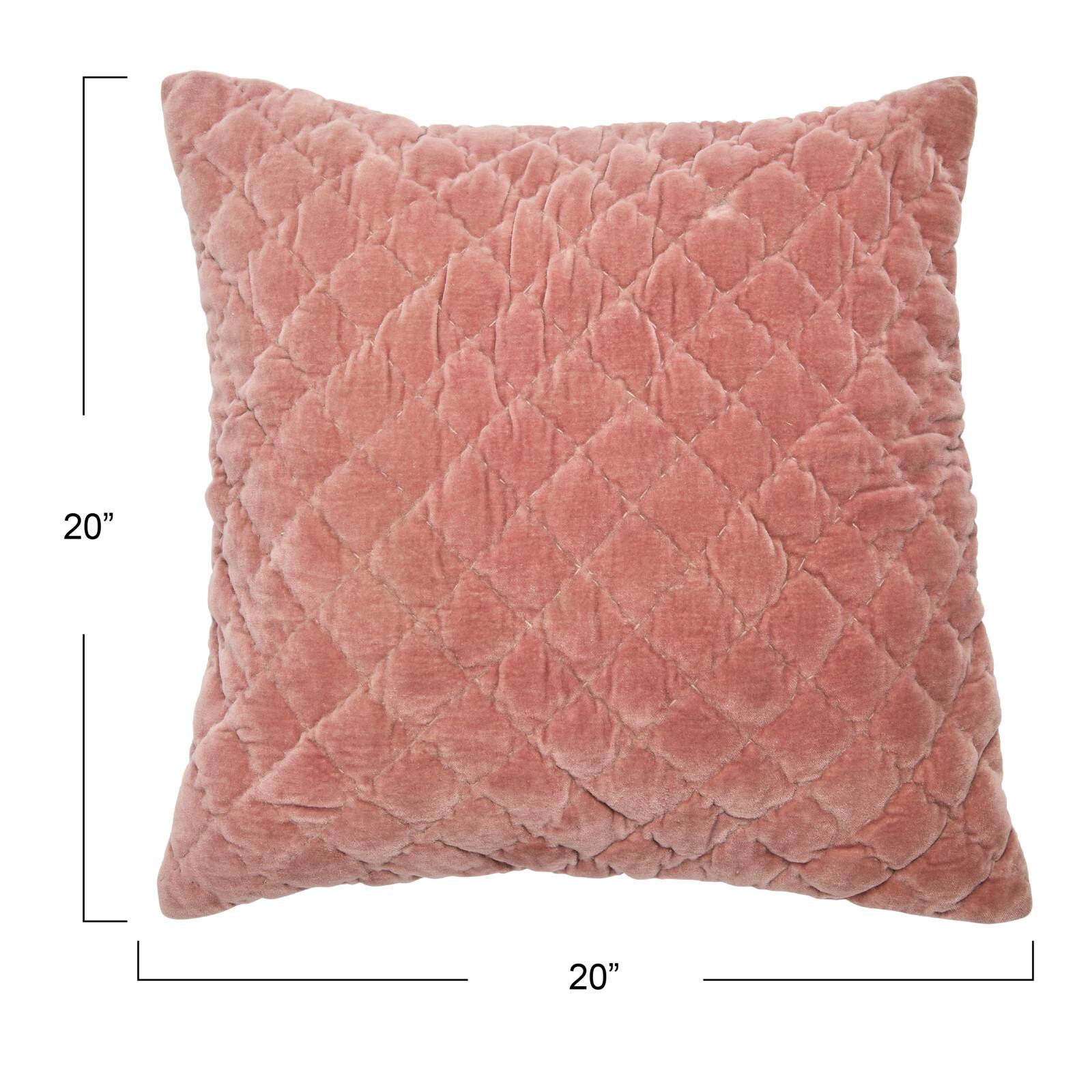 Hello Honey&#xAE; 20&#x27;&#x27; Pink Square Quilted Velvet Pillow Cover