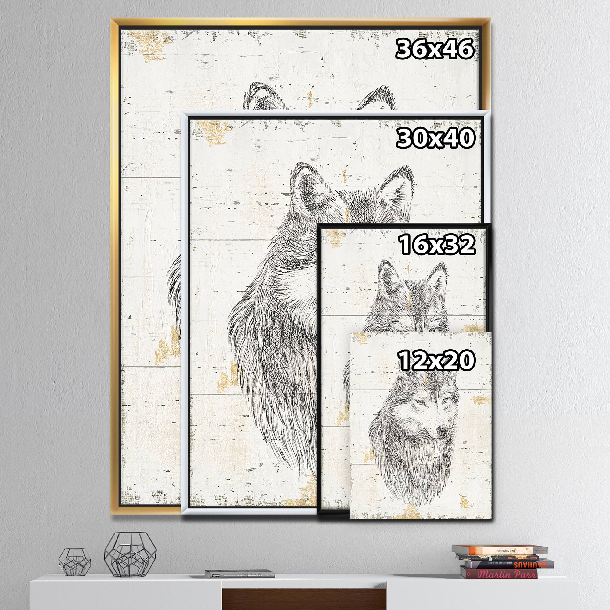 Designart - Wolf Wild and Beautiful III - Wildlife Animal Canvas in Gold Frame