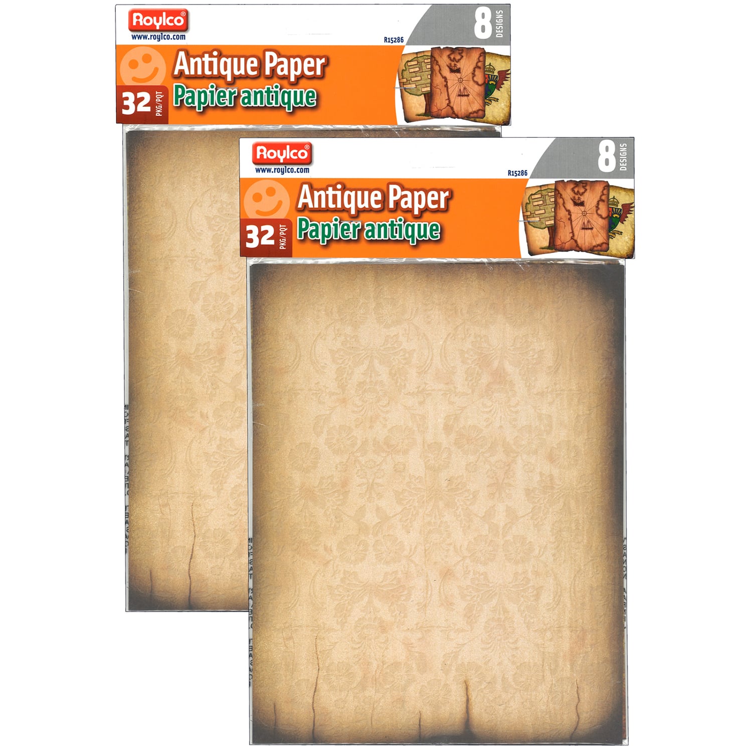Roylco&#xAE; 8.5&#x22; x 11&#x22; Antique Paper, 2 Packs of 32 Sheets