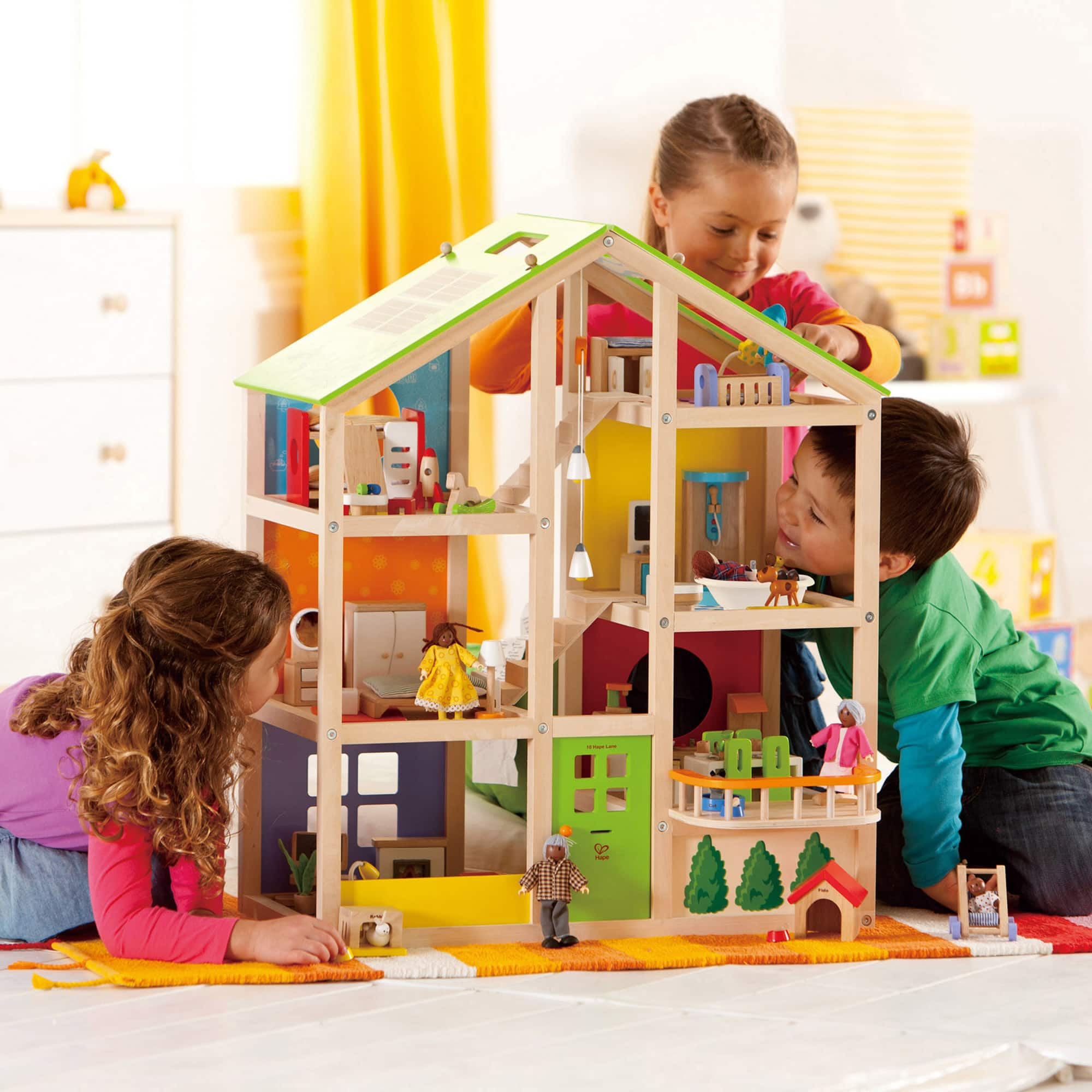 Hape All Seasons Wooden Dollhouse Playset