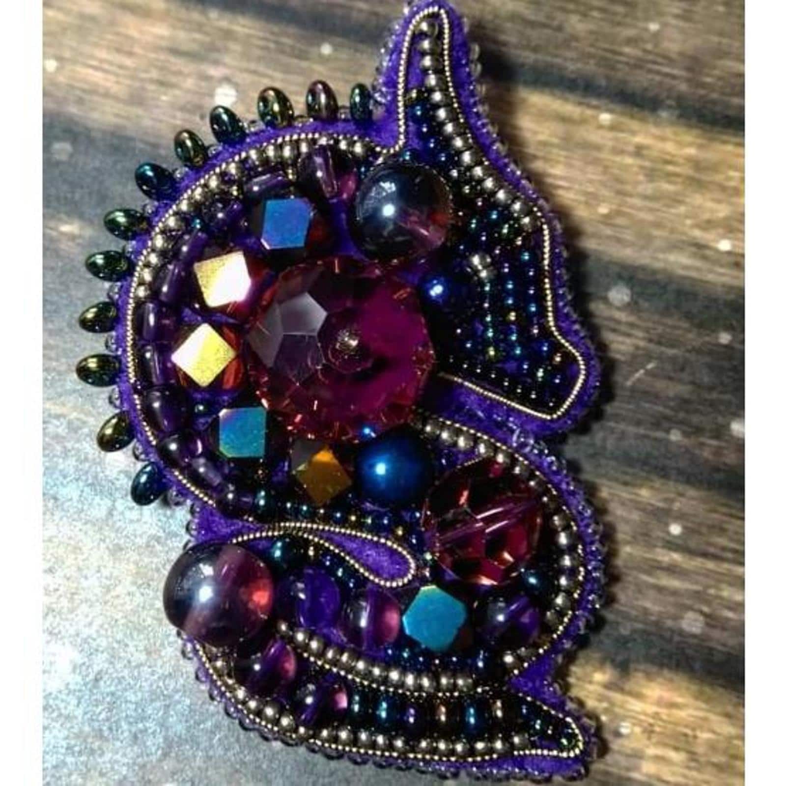 Crystal Art Beadwork Kit For Creating Broоch The Dragon