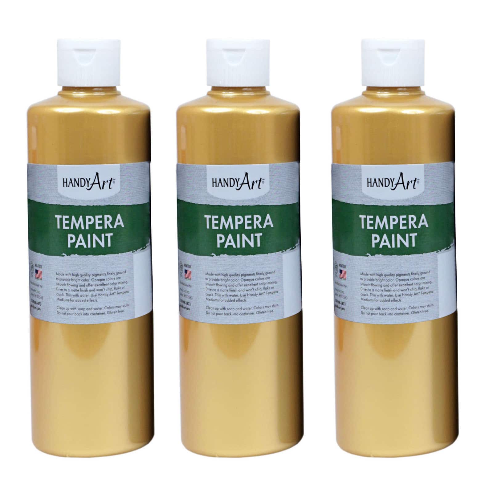 Handy Art® Gold Metallic Tempera Paint, 3ct.