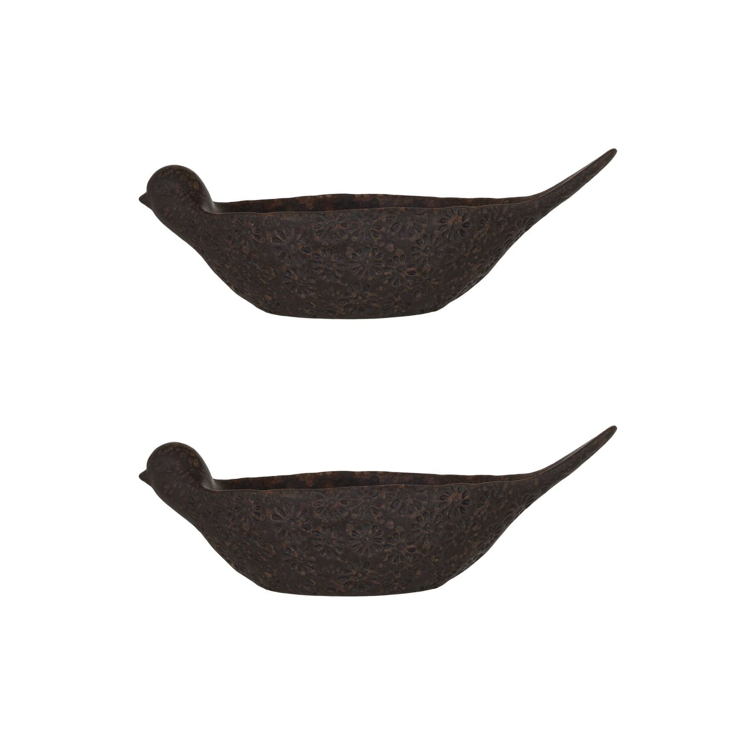 Hello Honey® 10" Brown Debossed Stoneware Bird Bowl with Reactive Glaze, 2ct.