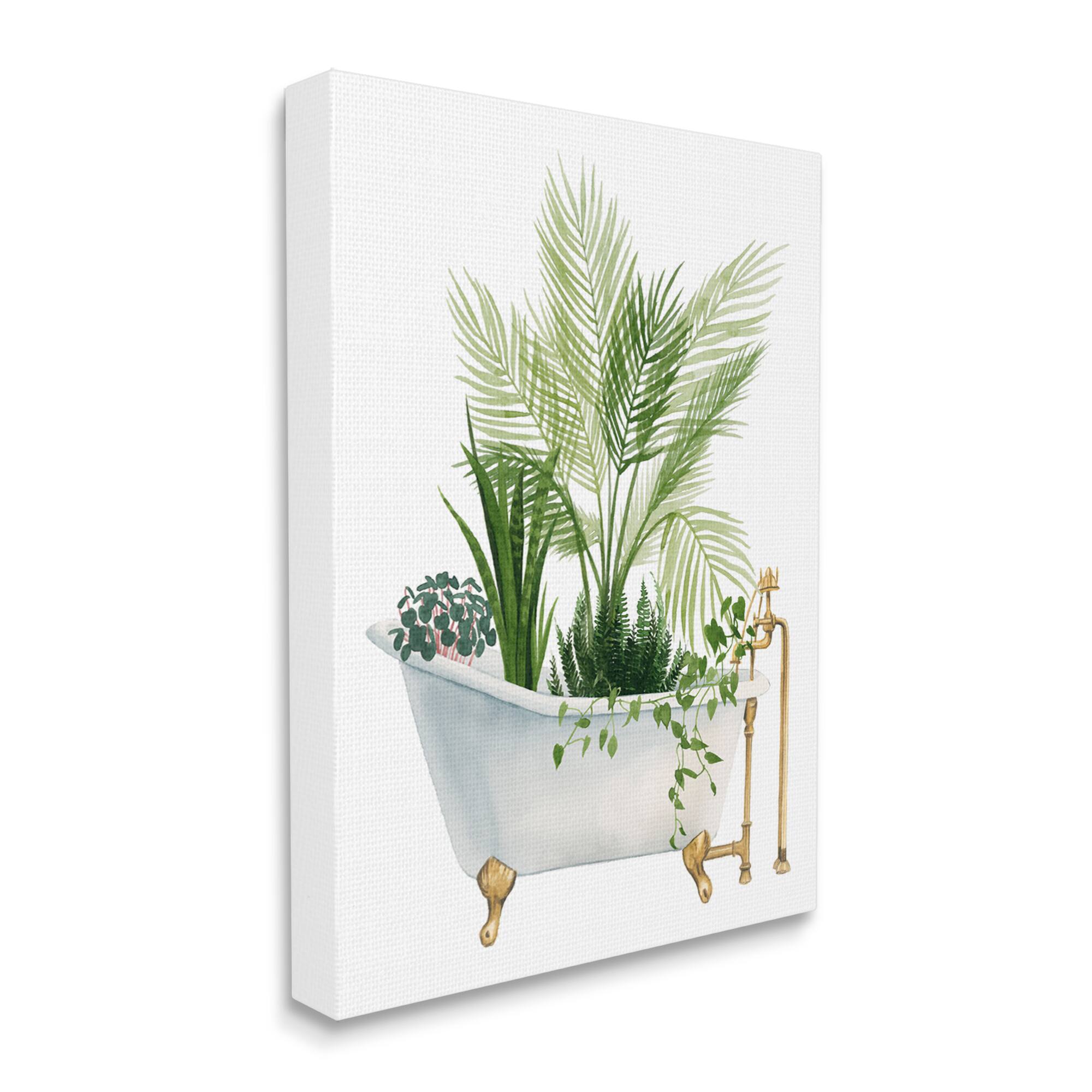 Stupell Industries Various Plants Greenery Vintage Tub Canvas Wall Art