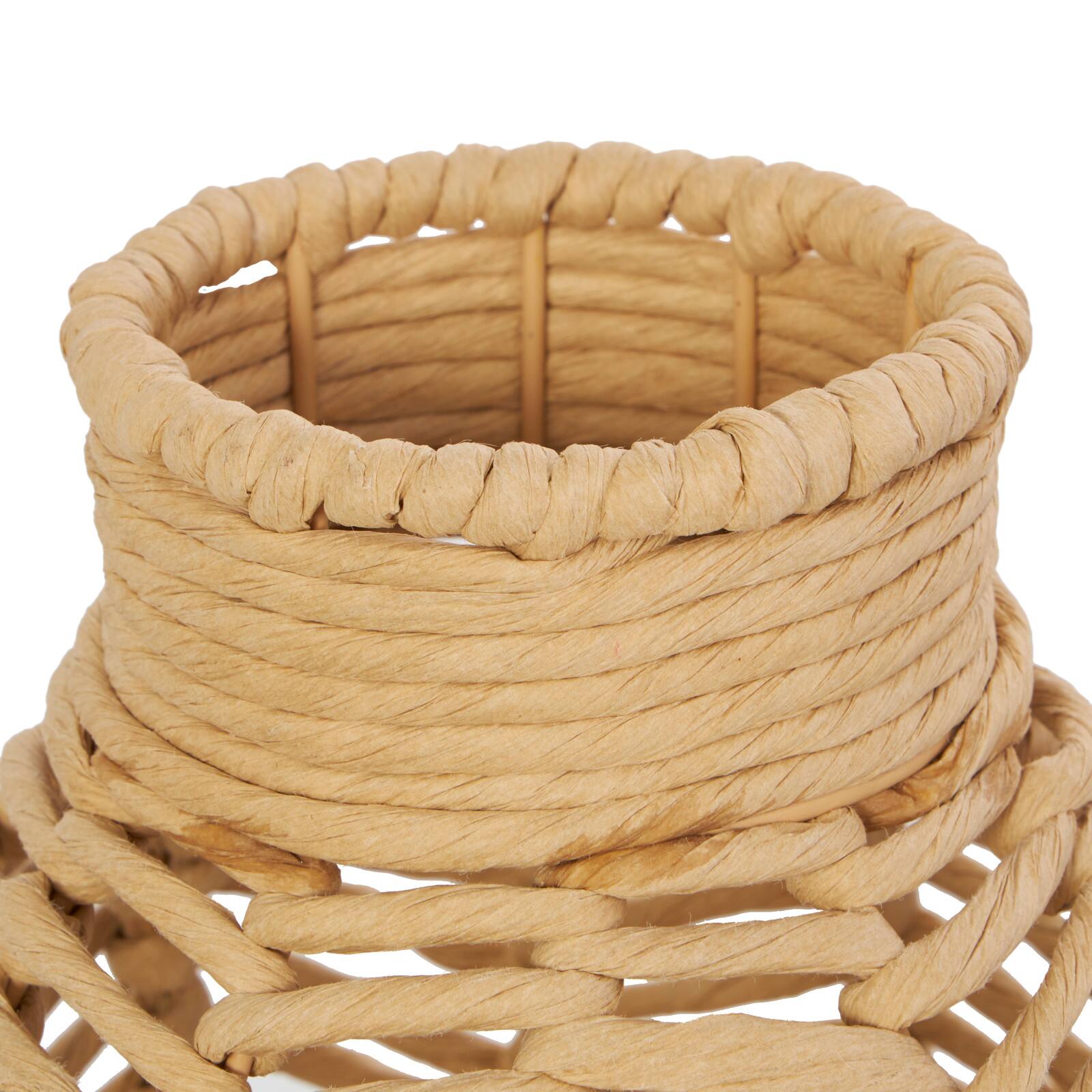 16.25" Natural Brown Chevron Weave Jute Vase