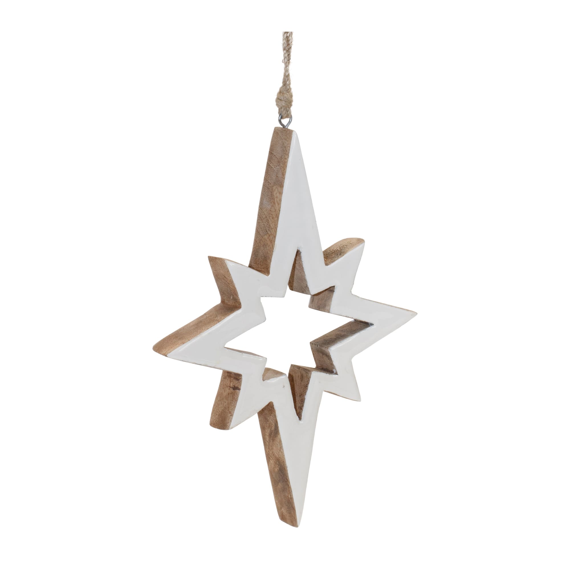 10&#x22; Wood Star Cut-Out Ornaments, 4ct.