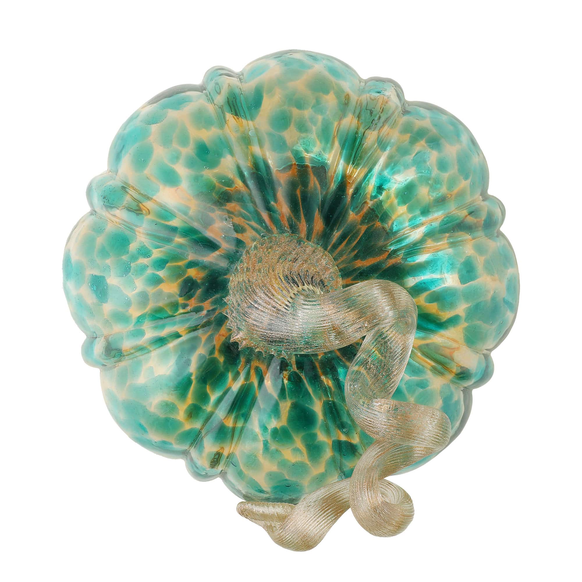 Glitzhome&#xAE; Small Glitter Glass Pumpkin, Blue &#x26; Gold