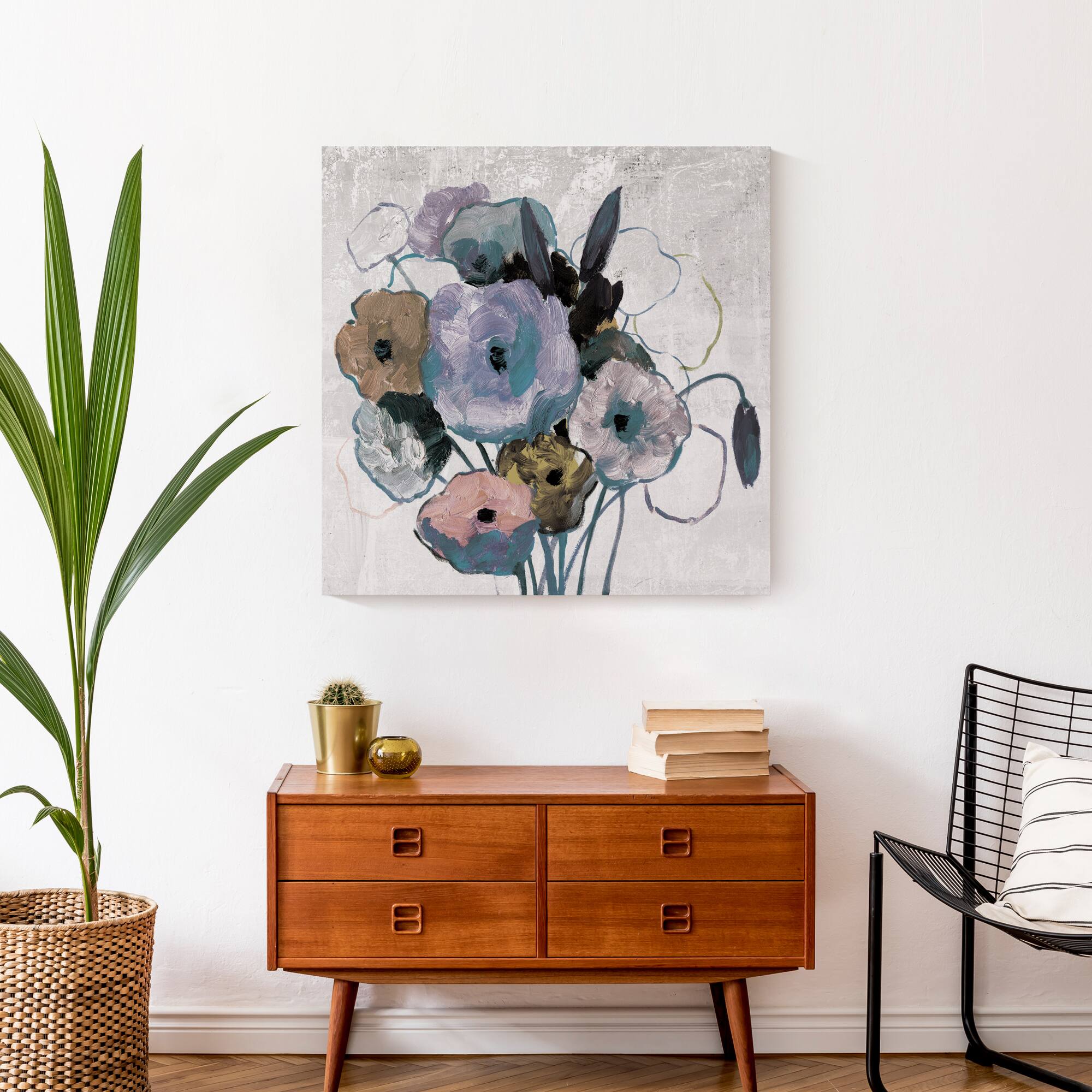 Purple Blue Florals 24" x 24" Canvas Wall Art