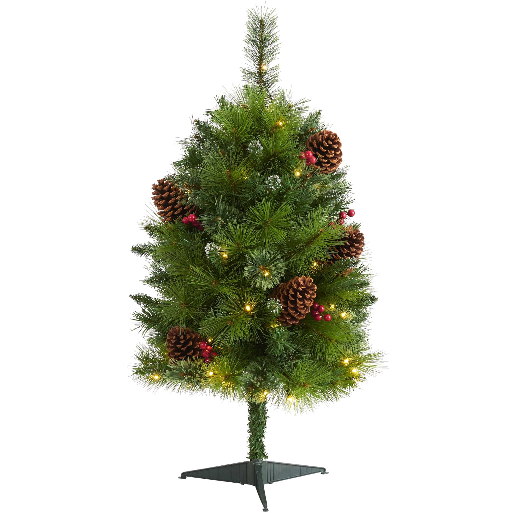 3ft. Pre-Lit Montana Mixed Pine, Pinecones & Berries Artificial Christmas Tree with Clear LED Lights