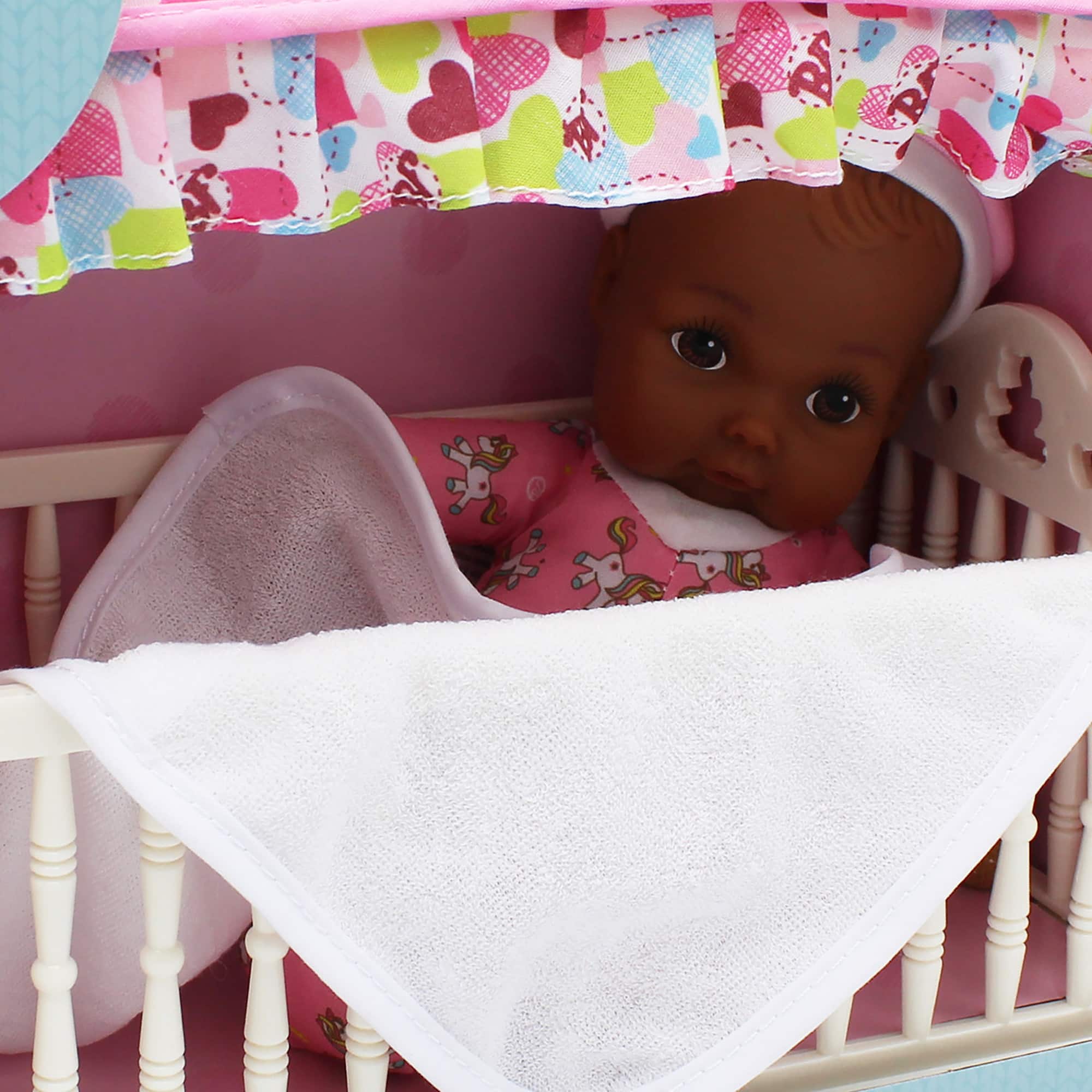 Goldberger Baby&#x27;s First&#xAE; 9&#x22; Canopy Crib Baby Doll with Unicorn Pajamas
