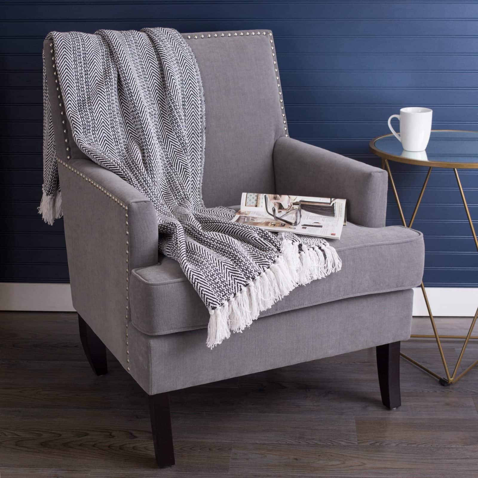 DII&#xAE; Black Herringbone Stripe Throw