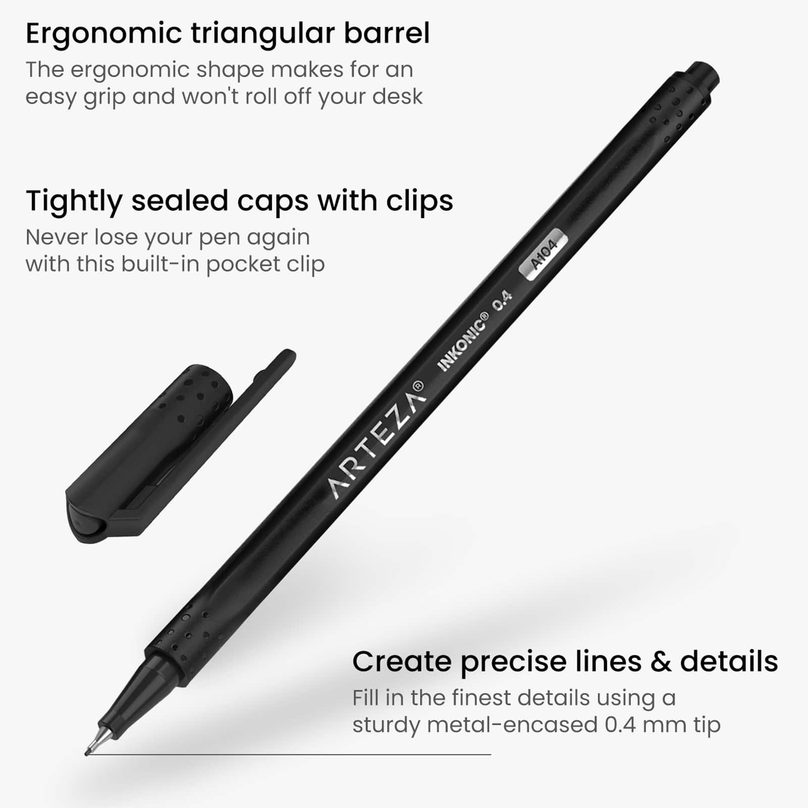 Arteza&#xAE; Black 0.4mm Fineliner Inkonic&#xAE; Pens, 12ct.