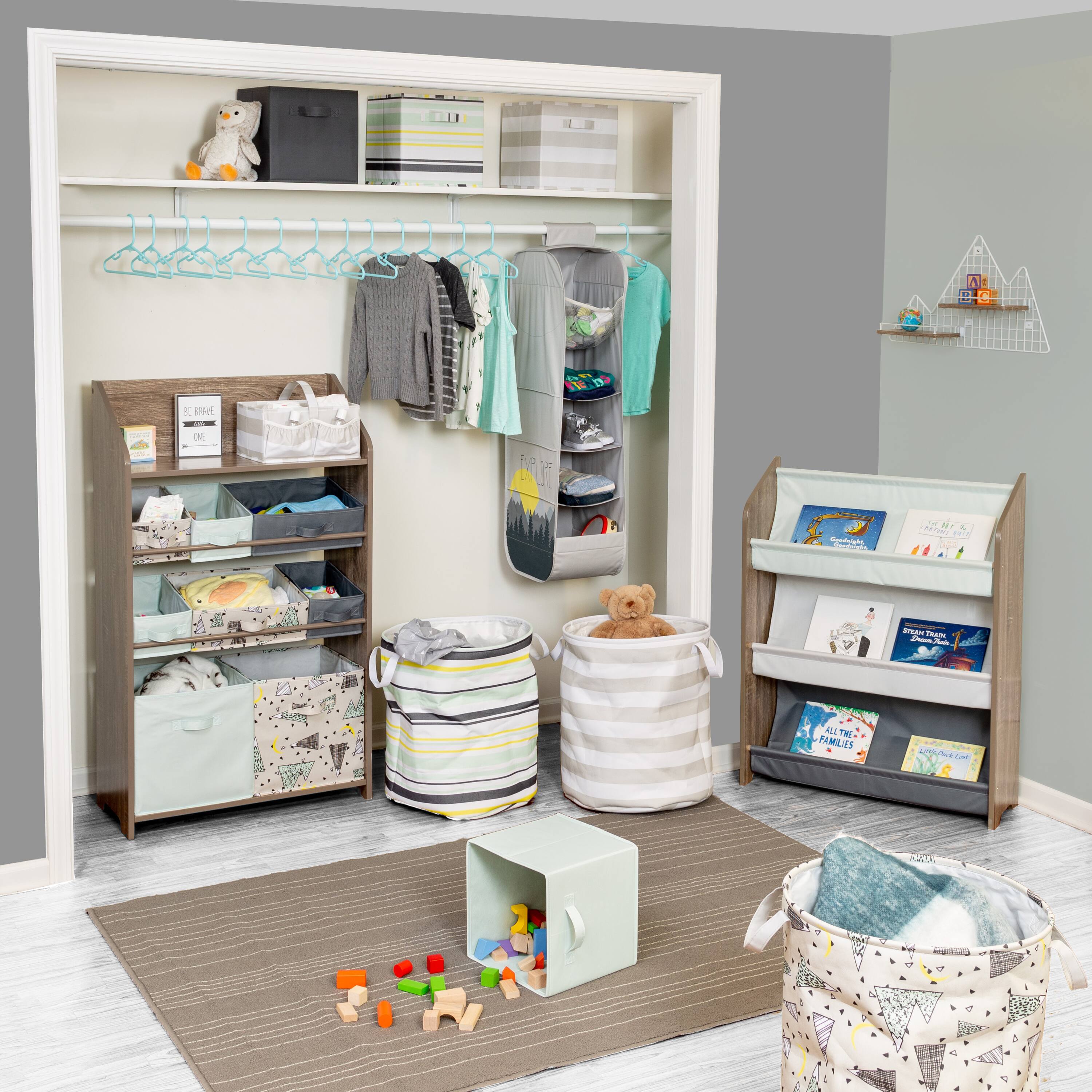 Honey Can Do 20&#x22; Gray Stripe Kids Hamper