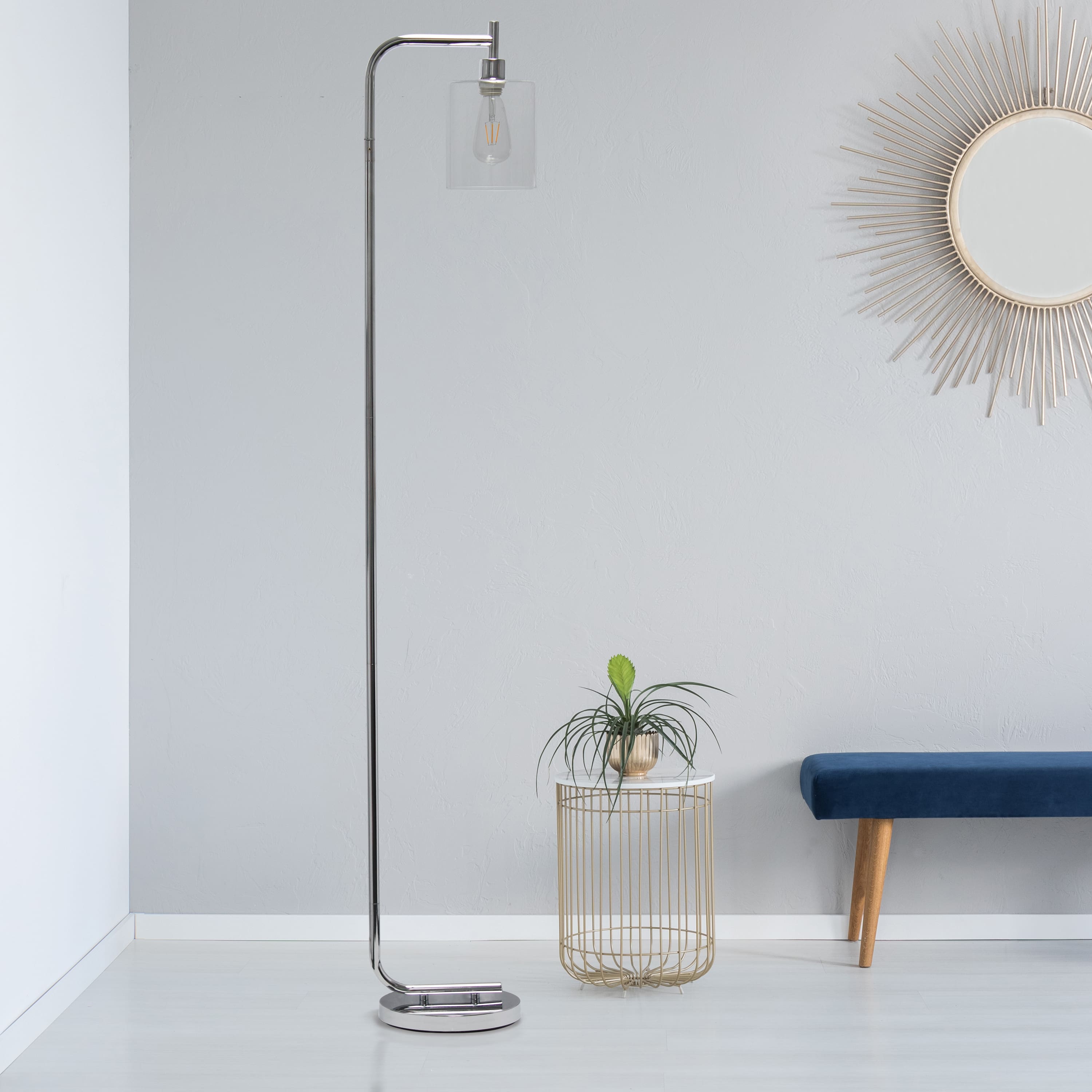 Simple Designs&#x2122; Iron Lantern Floor Lamp with Glass Shade