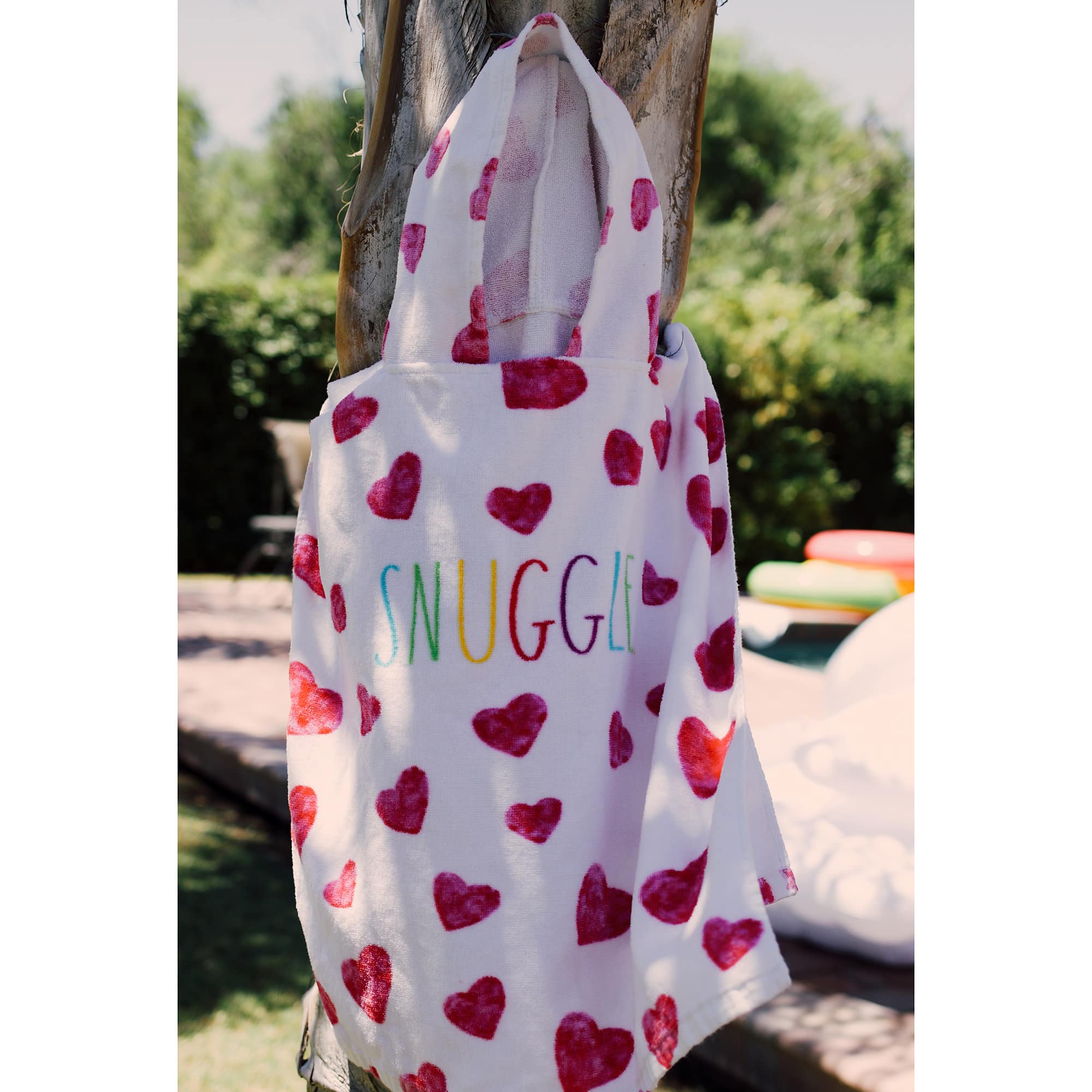 Rae Dunn Snuggle Hearts Kids Hooded Towel &#x26; Beach Ball Set