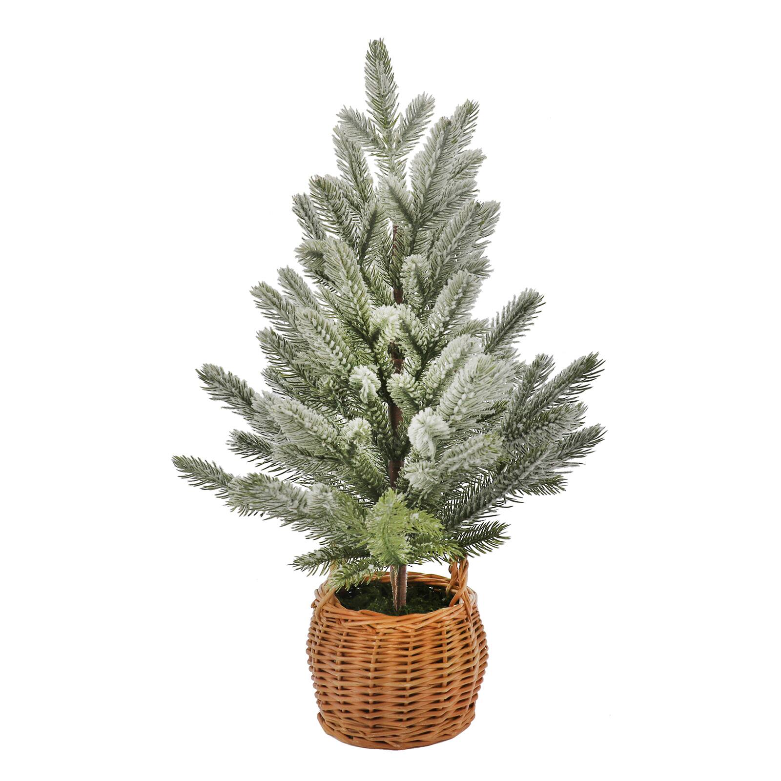 Sapin de No&#xEB;l artificiel floqu&#xE9; non illumin&#xE9; avec pin de 50,8&#xA0;cm dans un panier d&#x2019;Ashland
