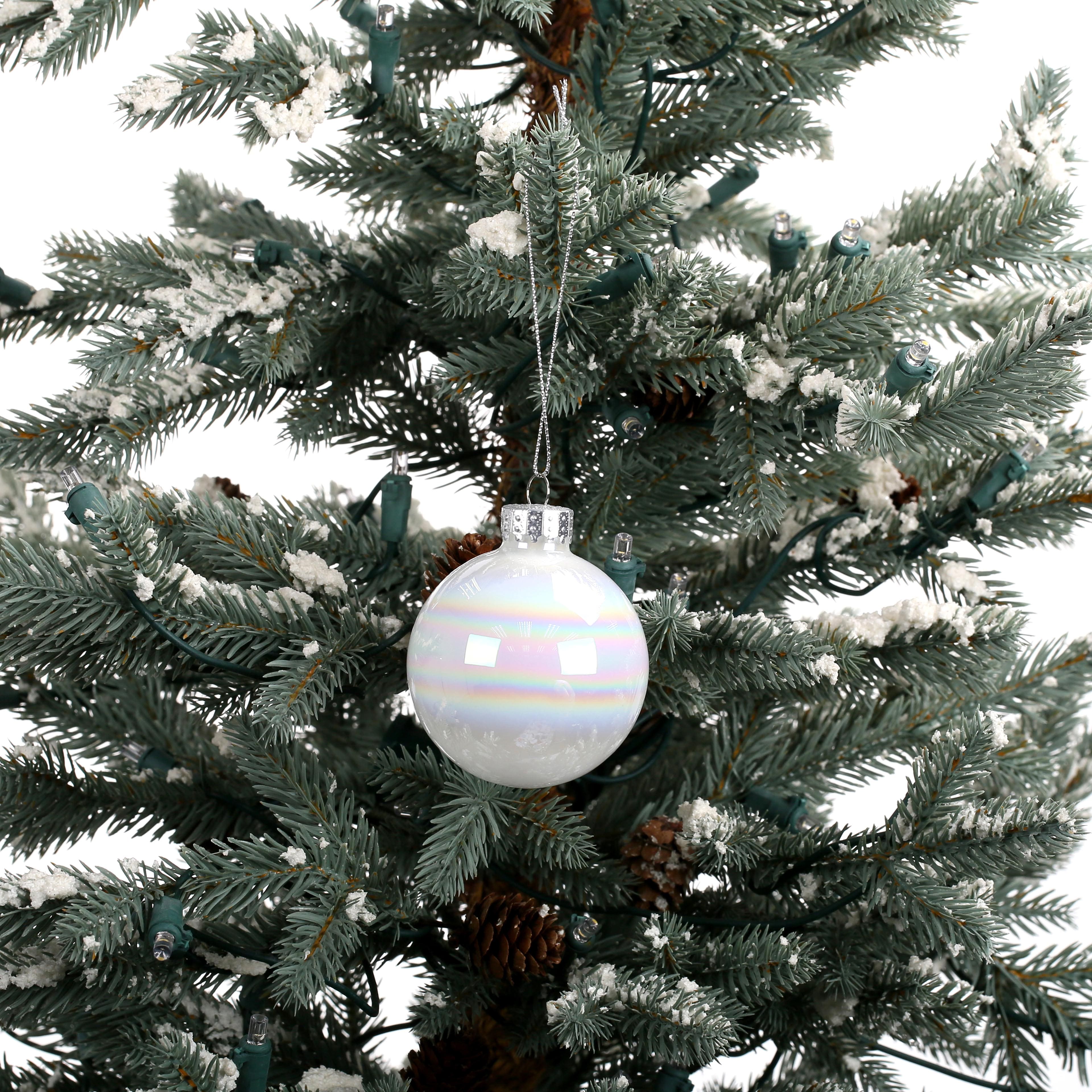 8 Pack 2.5&#x22; Iridescent White Glass Ball Ornaments by Ashland&#xAE;