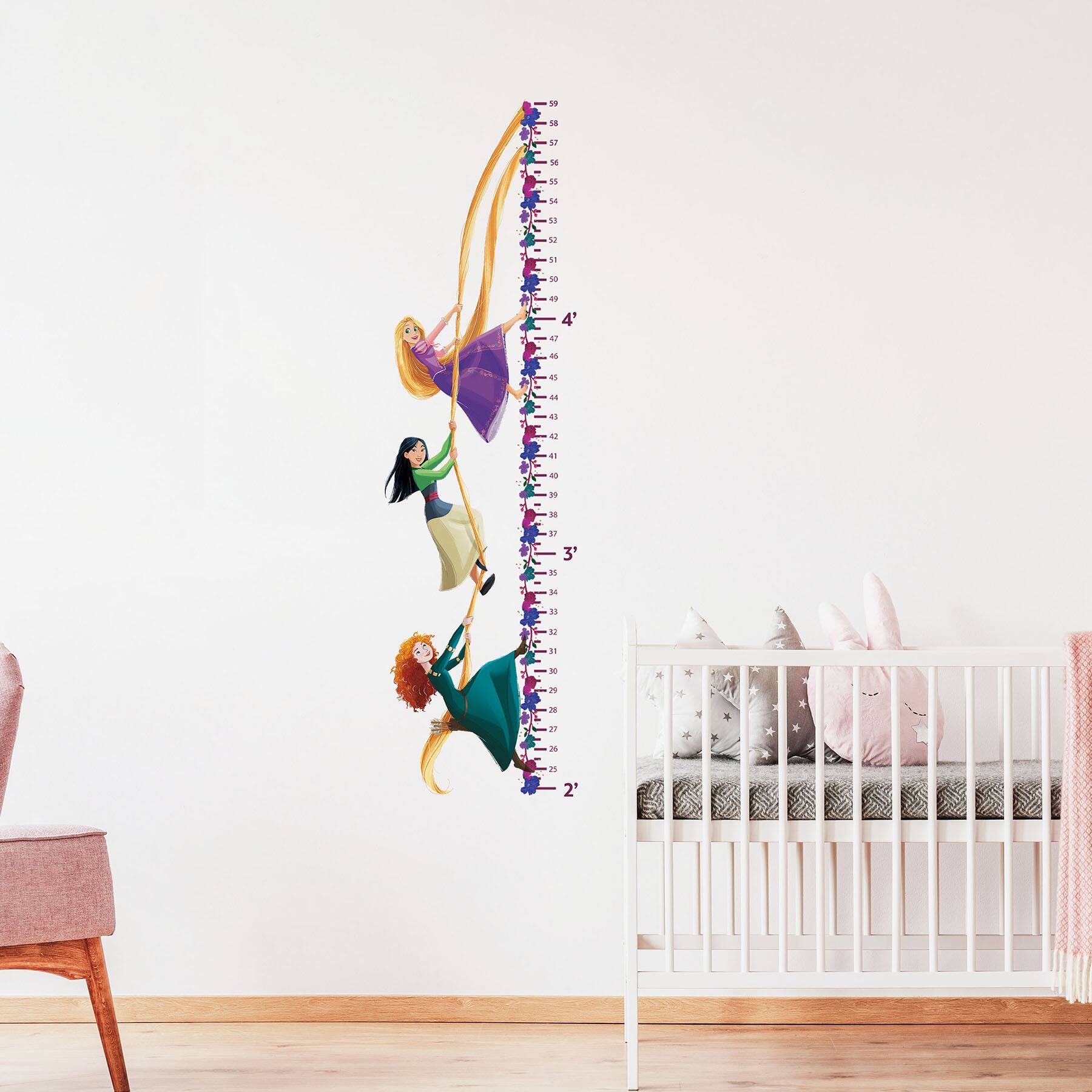 RoomMates Disney Princesses Growth Chart Peel &#x26; Stick Wall Decals