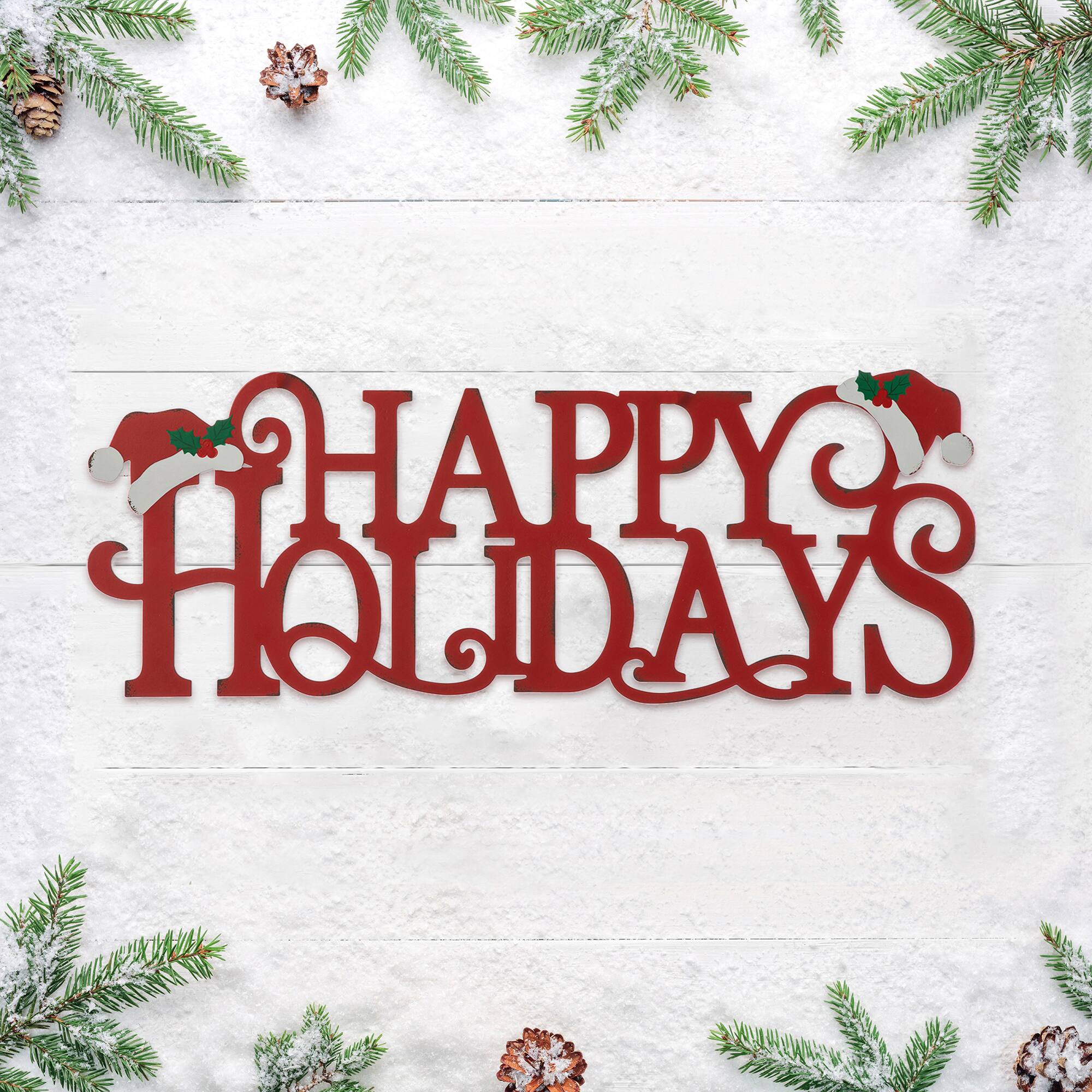 Glitzhome&#xAE; 24&#x27;&#x27; HAPPY HOLIDAYS Metal Christmas Wall D&#xE9;cor