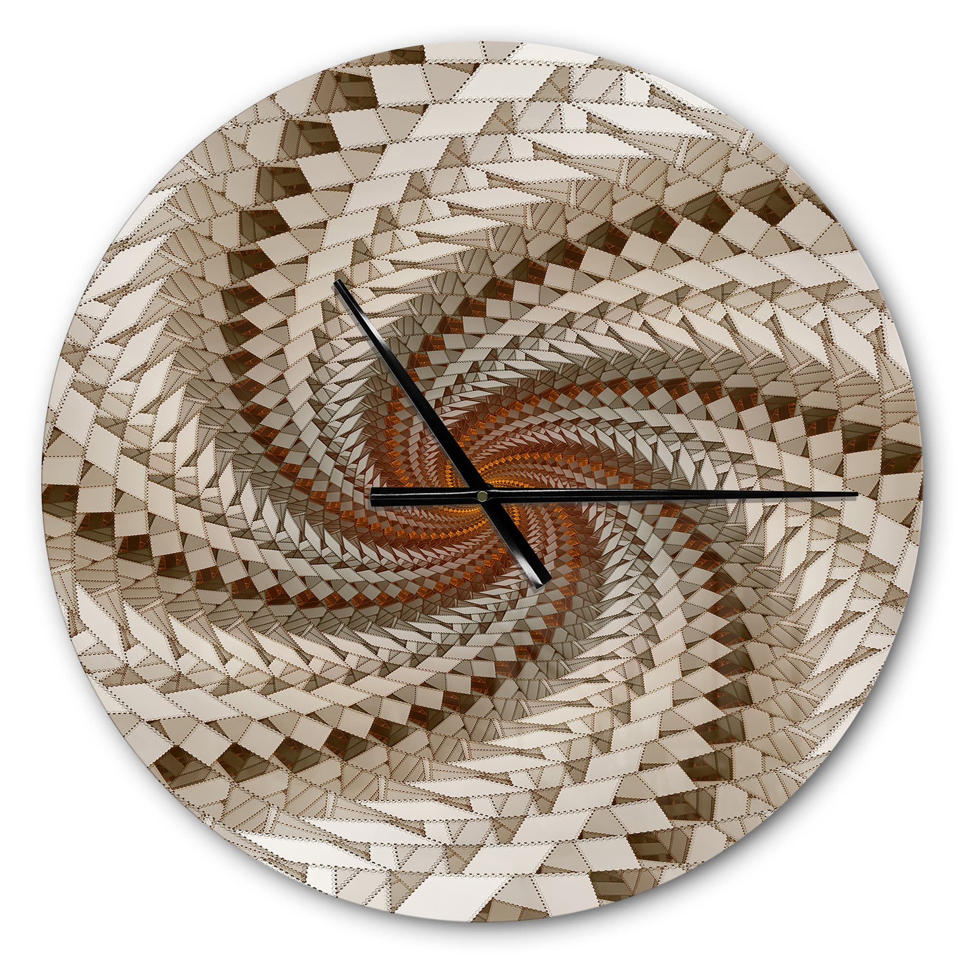 Designart White Fractal Spiral Pattern Modern Wall Clock