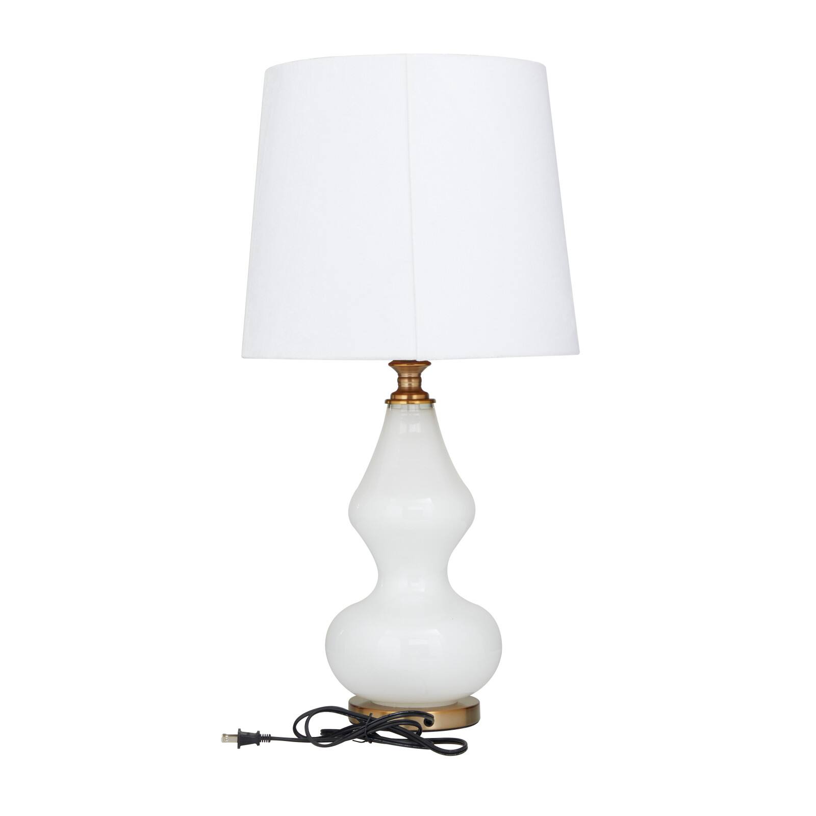 White Glass Table Lamp 15&#x22; x 15&#x22; x 29&#x22;