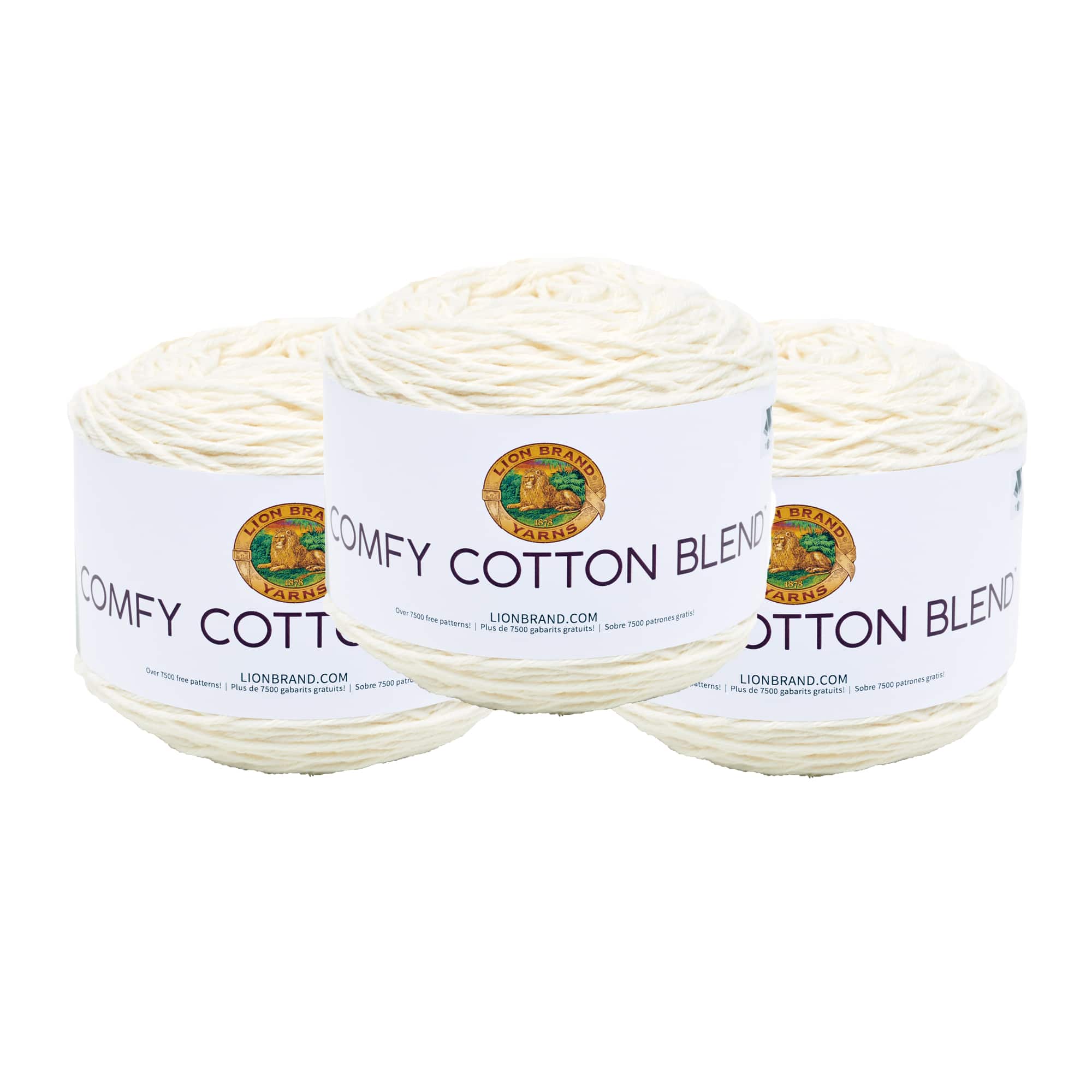 (3 Pack) Lion Brand Yarn Comfy Cotton Blend Yarn, Chai Latte : :  Home