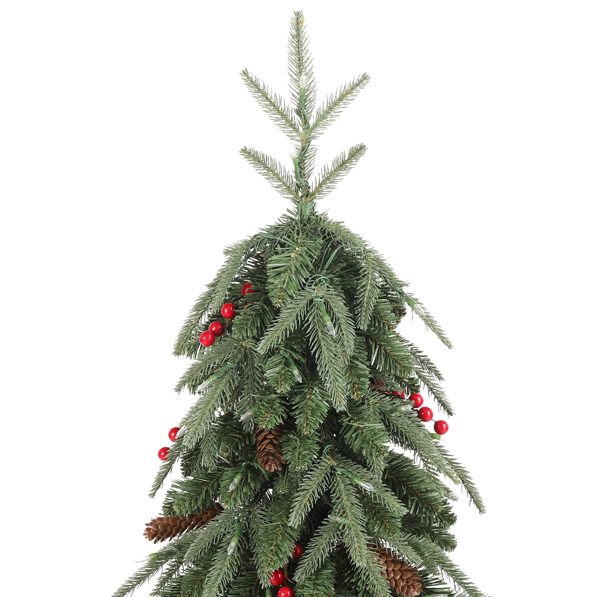 Glitzhome&#xAE; 6ft Pre-lit Green Artificial Christmas Porch Tree, Warm White Lights