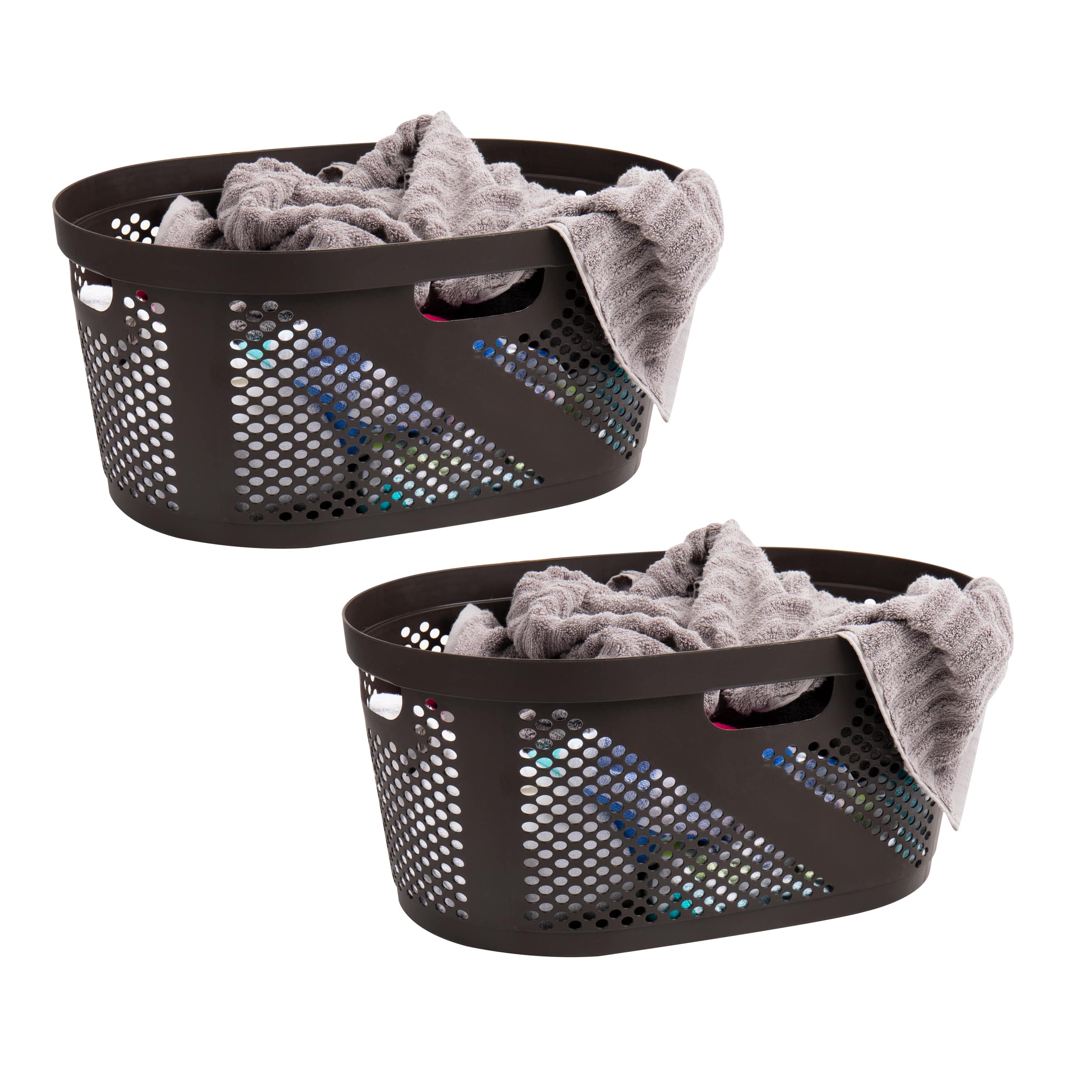 Mind Reader 40L Ventilated Laundry Basket with Cut Out Handles, 2ct.