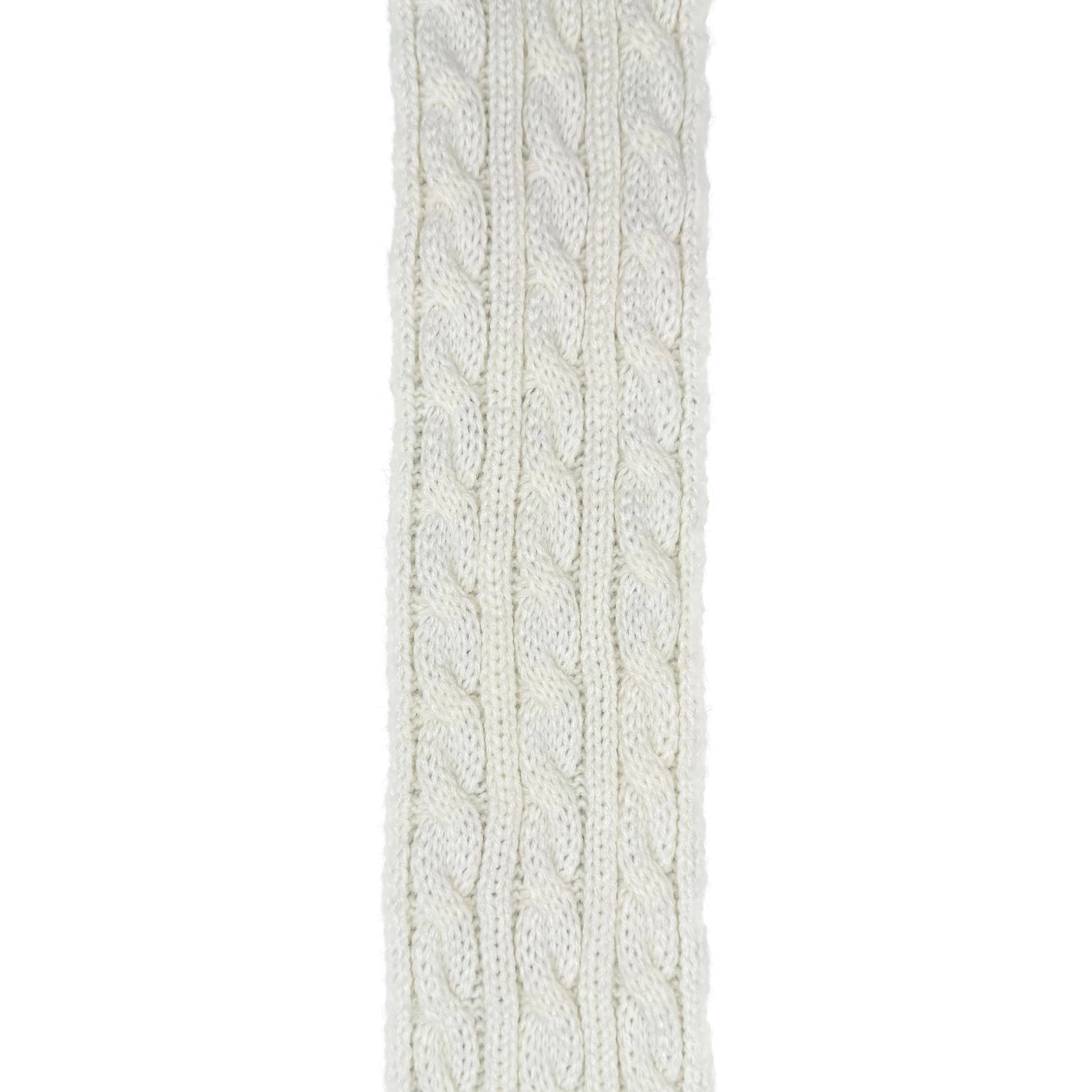 3.5&#x22; x 9ft. White Cable Knit Ribbon by Celebrate It&#xAE; Christmas