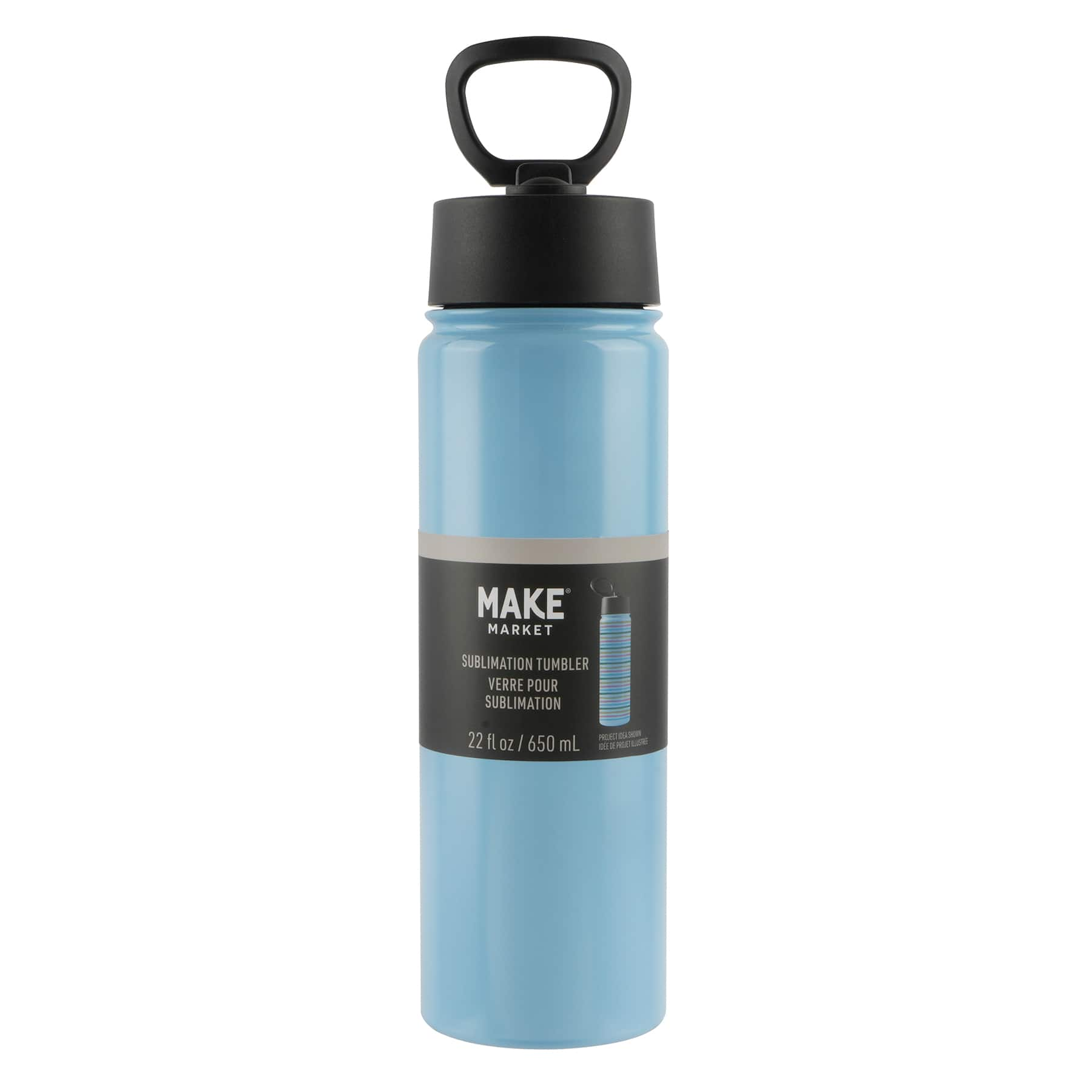 22oz. Stainless Steel Sublimation Water Bottle with Travel Lid by Make Market&#xAE;