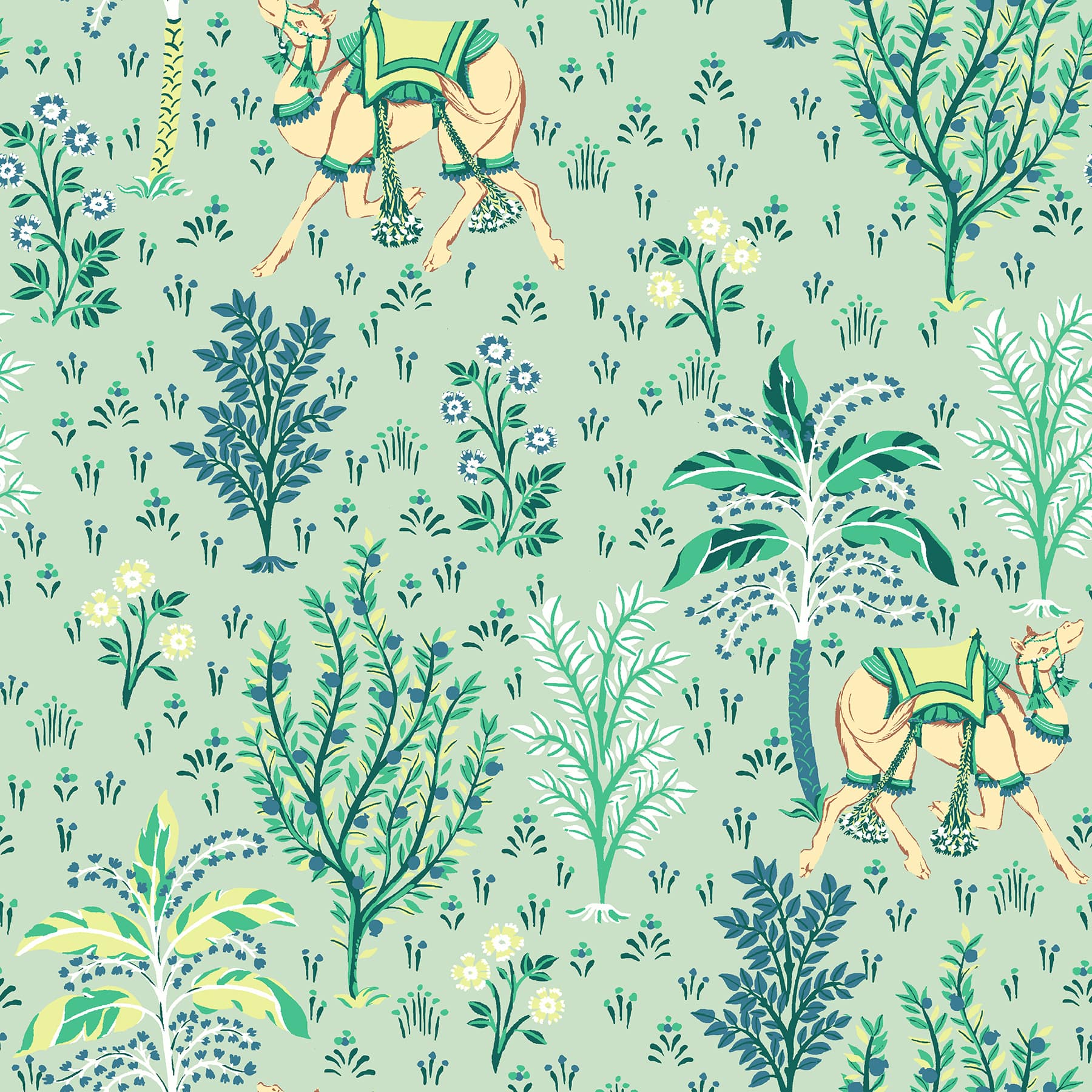 NuWallpaper PrintFresh Avocado Camel&#x27;s Courtyard Peel &#x26; Stick Wallpaper