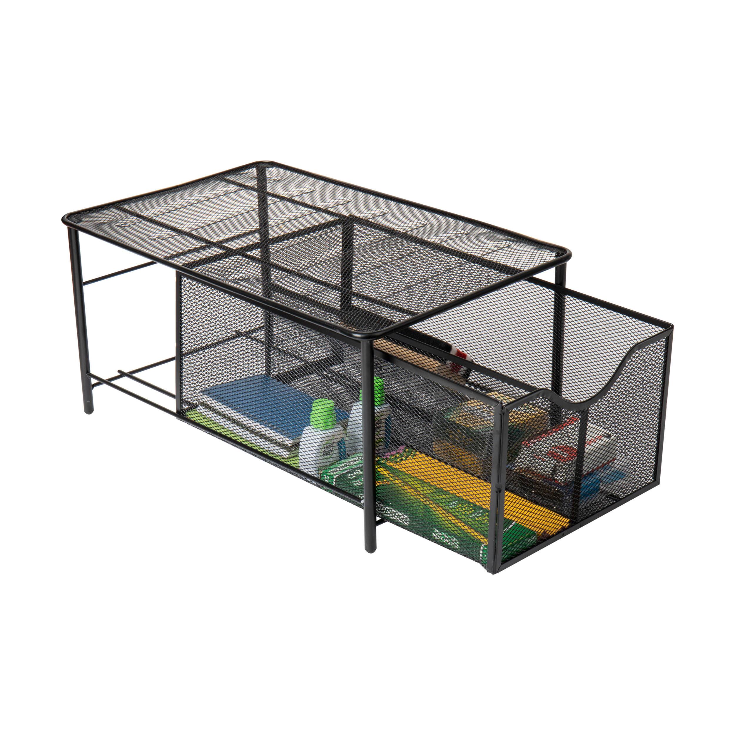 Mind Reader 2-Compartment Pull-out Sliding Organizing Drawer Storage Basket