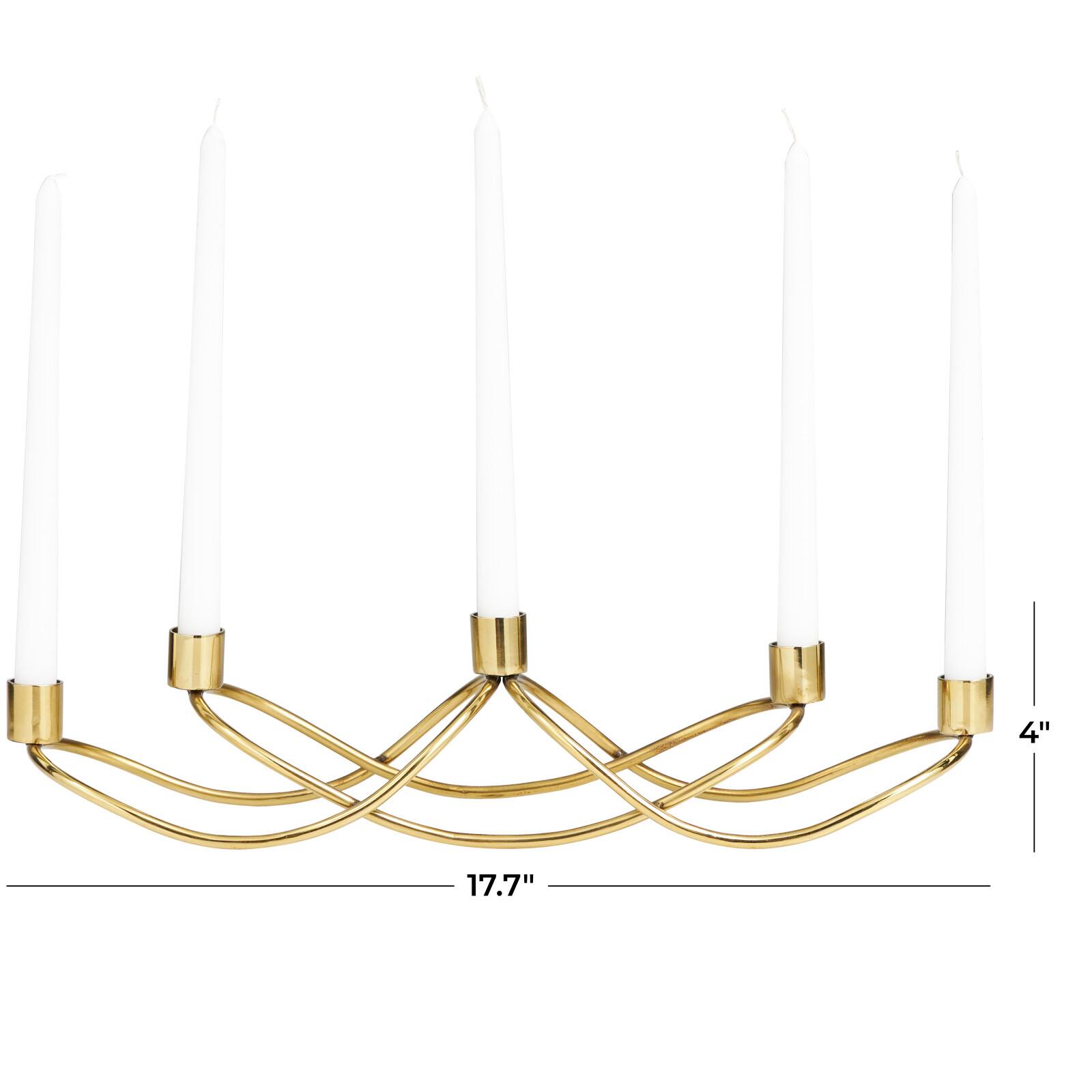 18" Gold Stainless Steel 5 Taper Candle Candelabra