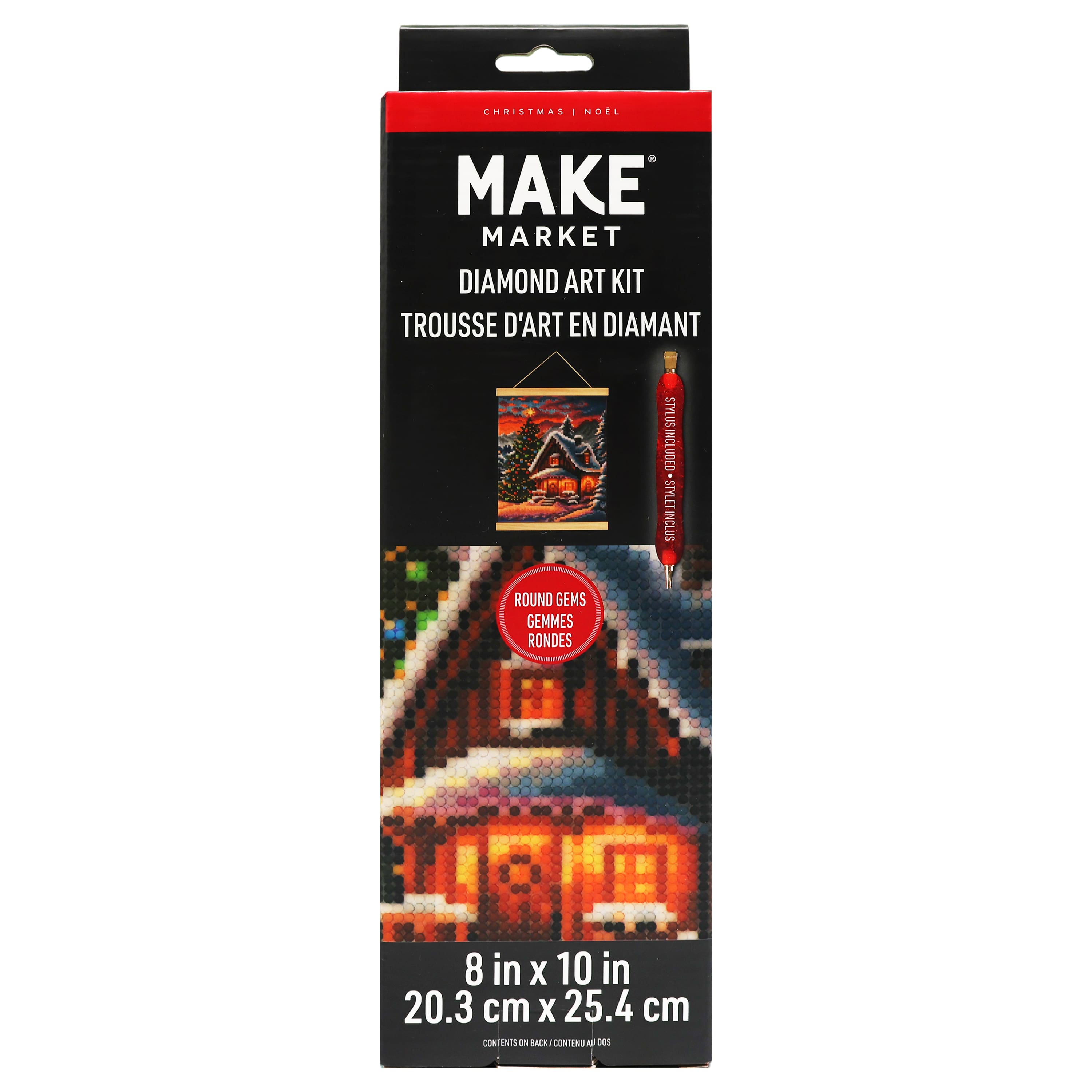 8&#x22; x 10&#x22; Snow House Diamond Art Kit with Frame by Make Market&#xAE;