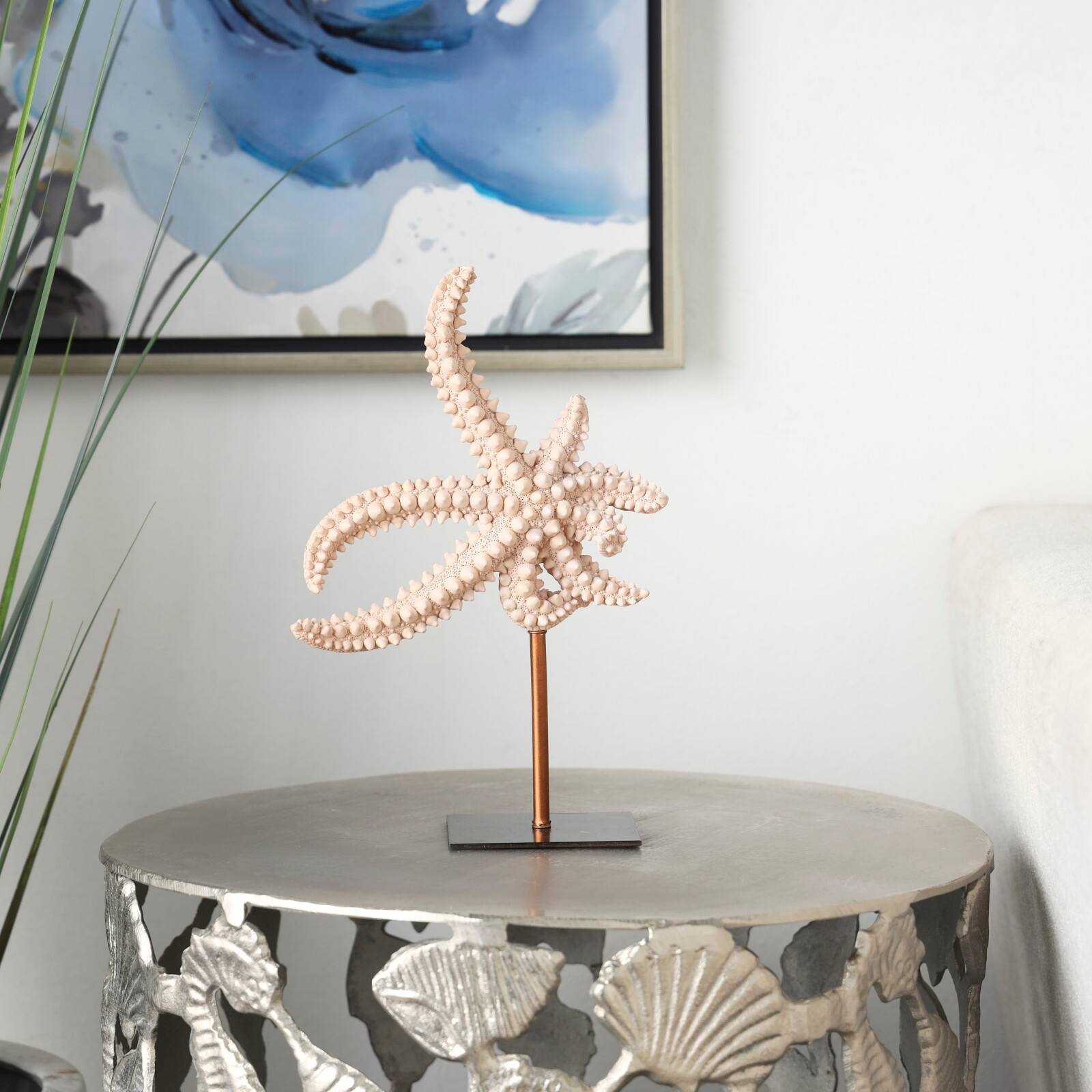 12&#x22; Pink Starfish Sculpture with Copper Stand