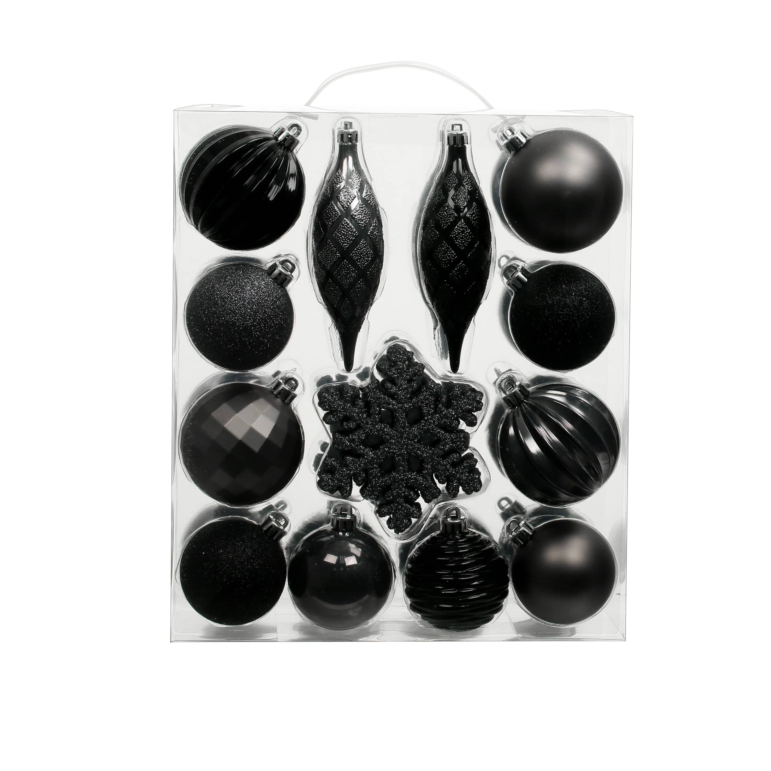 34 Pack Black &#x26; Gun Metal Silent Night Shatterproof Ornaments by Ashland&#xAE;
